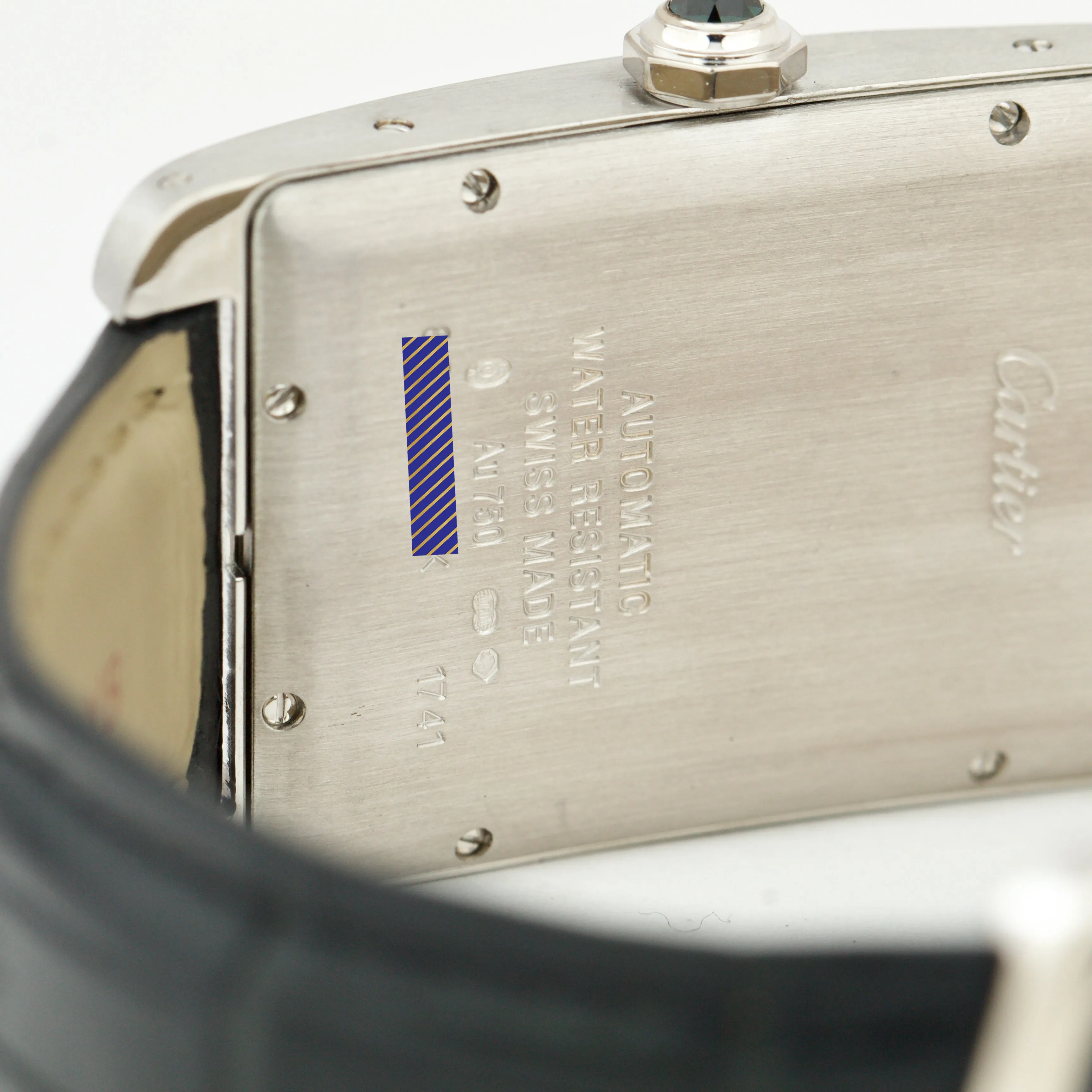 Cartier Tank Americaine 18k White Gold 26X45mm White Dial Leather 1741 Watch