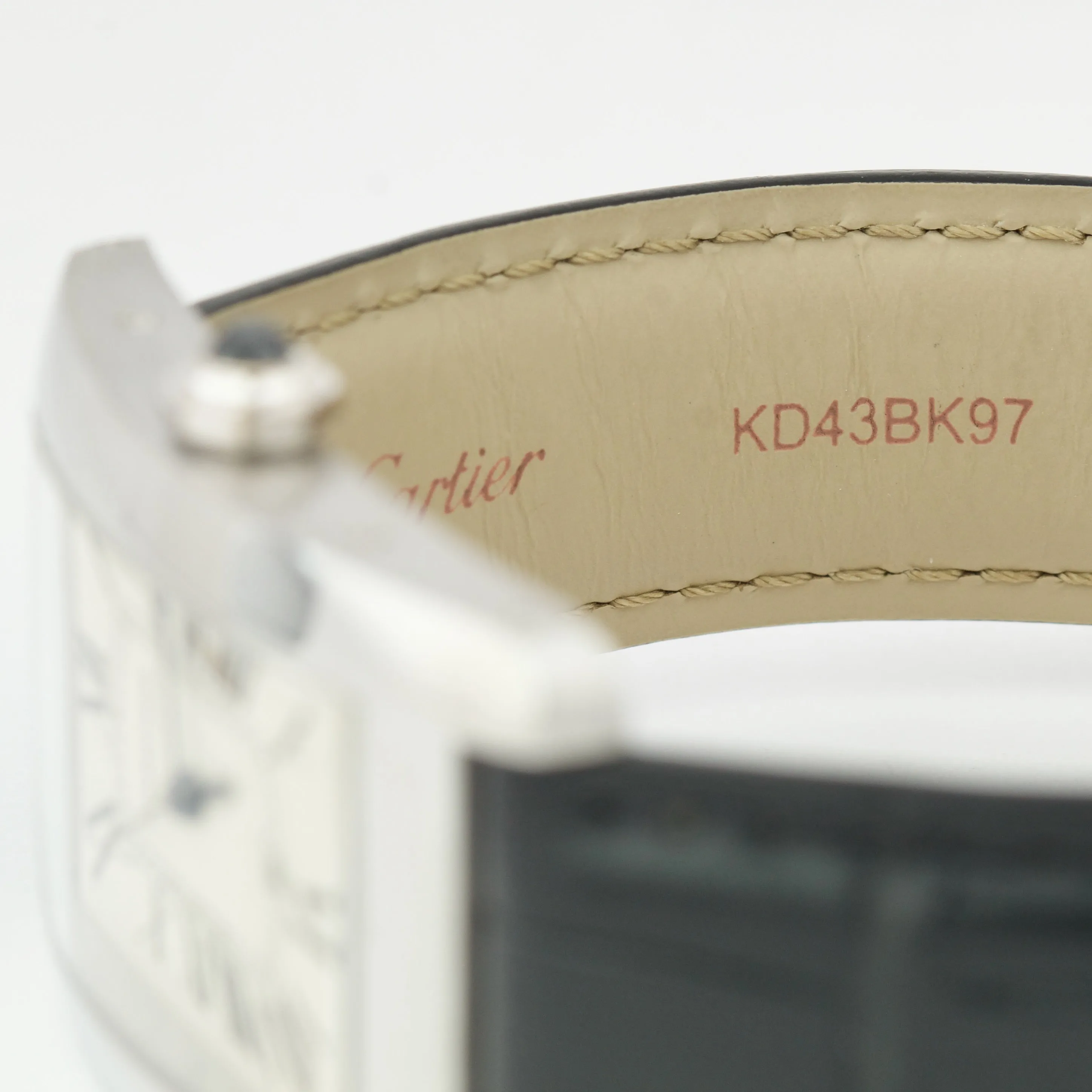 Cartier Tank Americaine 18k White Gold 26X45mm White Dial Leather 1741 Watch