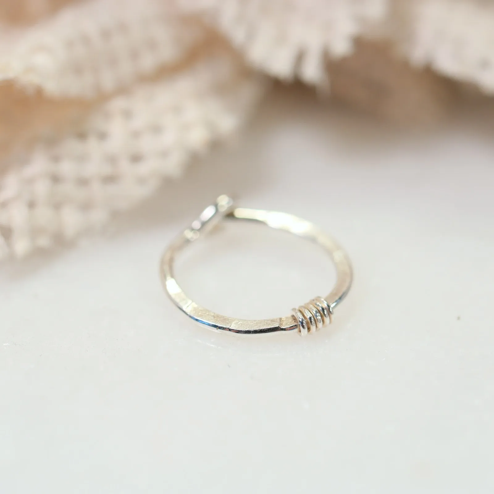 Cartilage Hoop Earring Hammered & Wrapped - Choose Your Diameter, Gauge, Metal