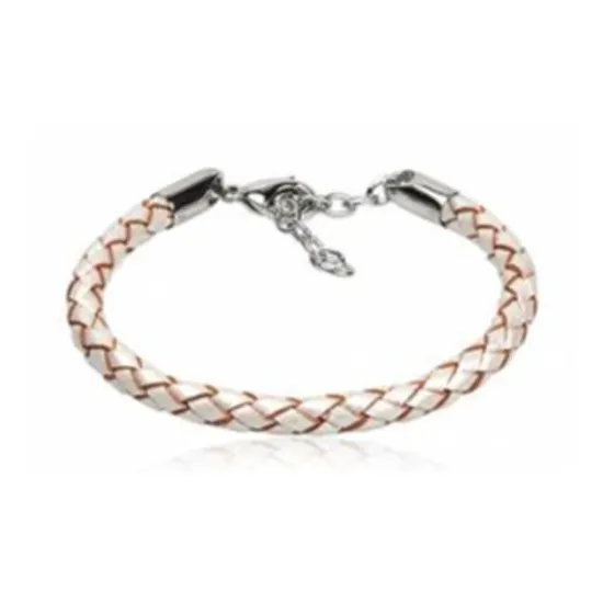 Children's, Teens' and Mothers' Bracelets:  Woven Leather Extension Bracelets 18cm   2.5cm White - SPECIAL OFFER