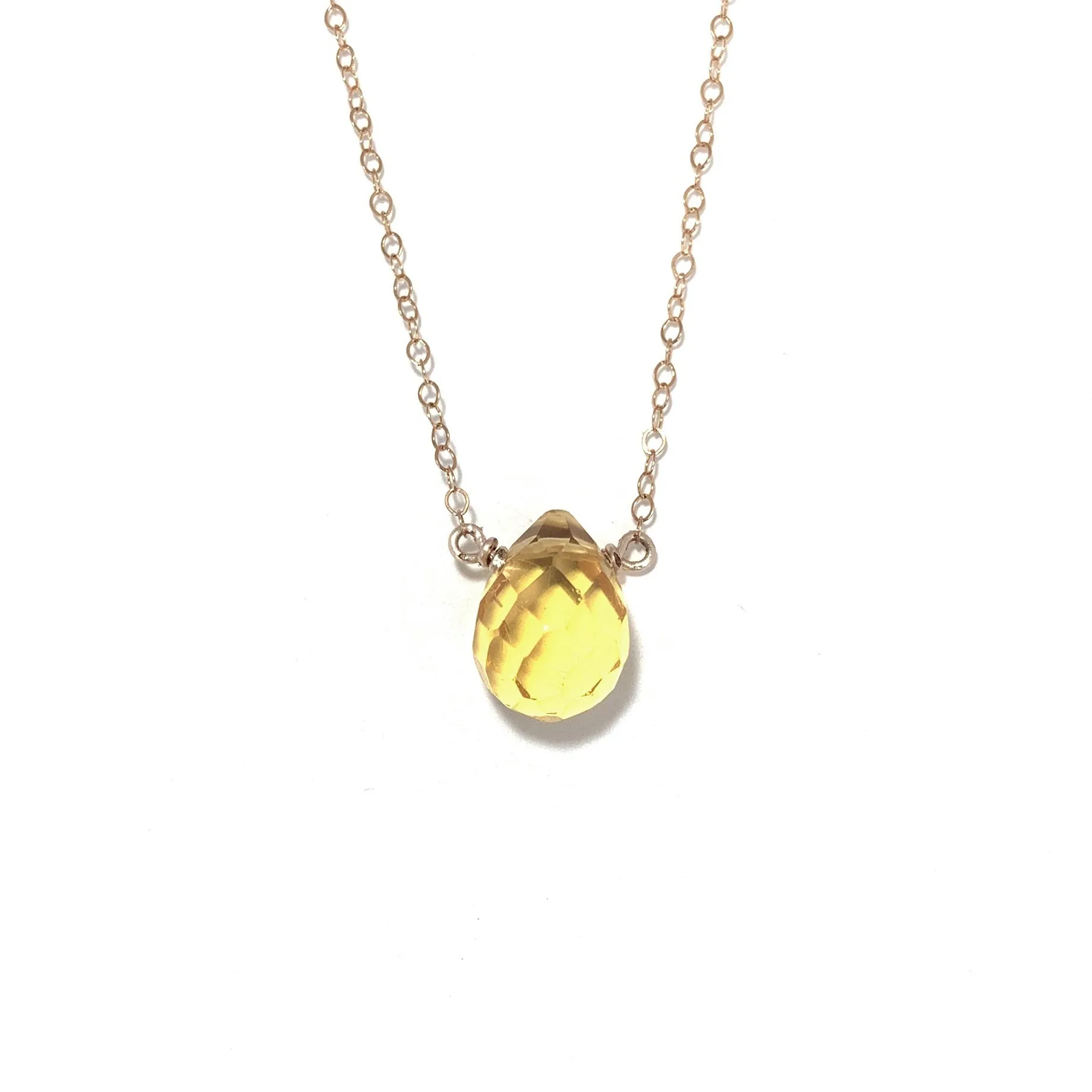 Citrine Teardrop Chain Necklace