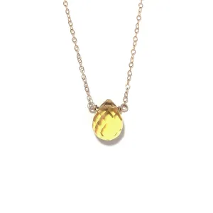 Citrine Teardrop Chain Necklace