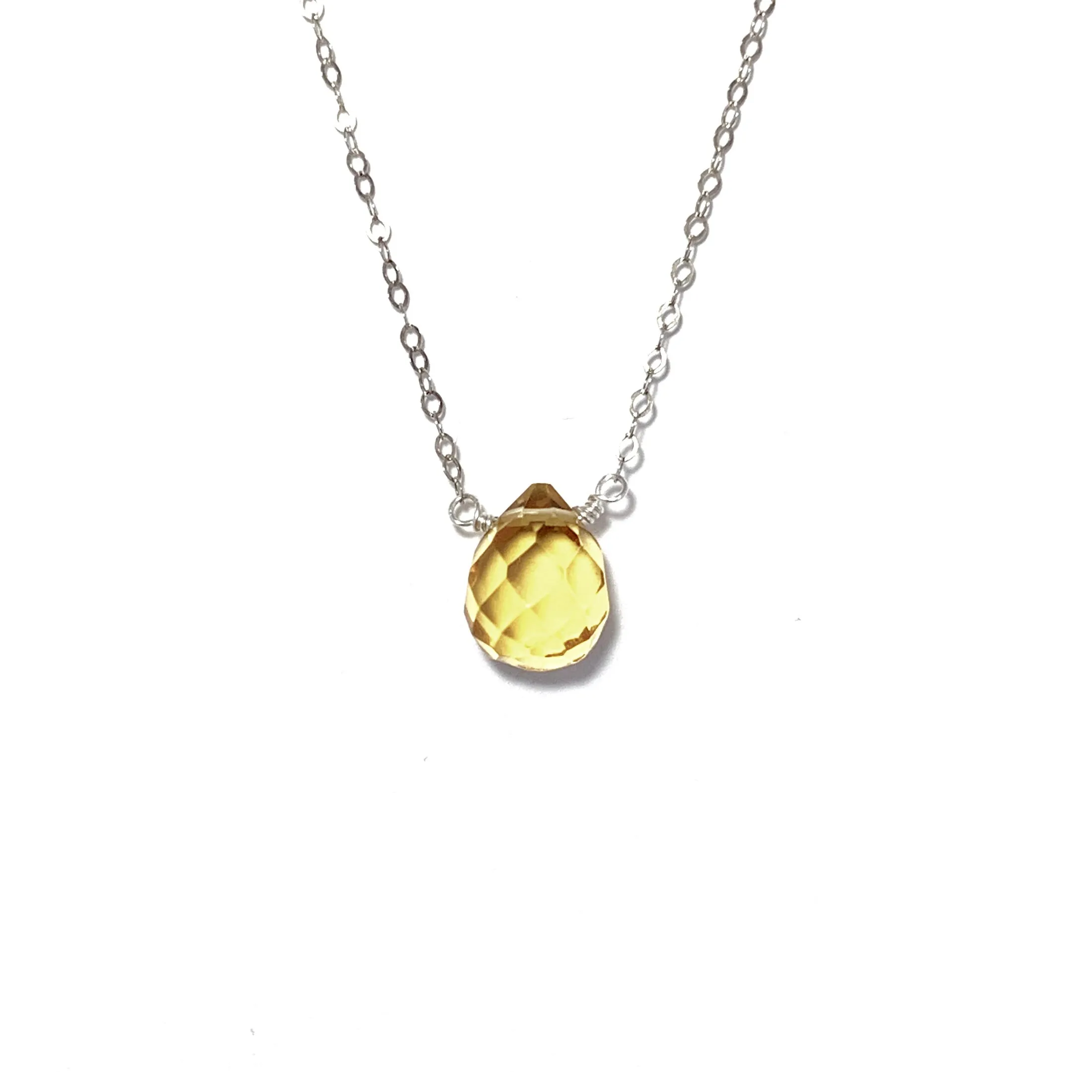 Citrine Teardrop Chain Necklace