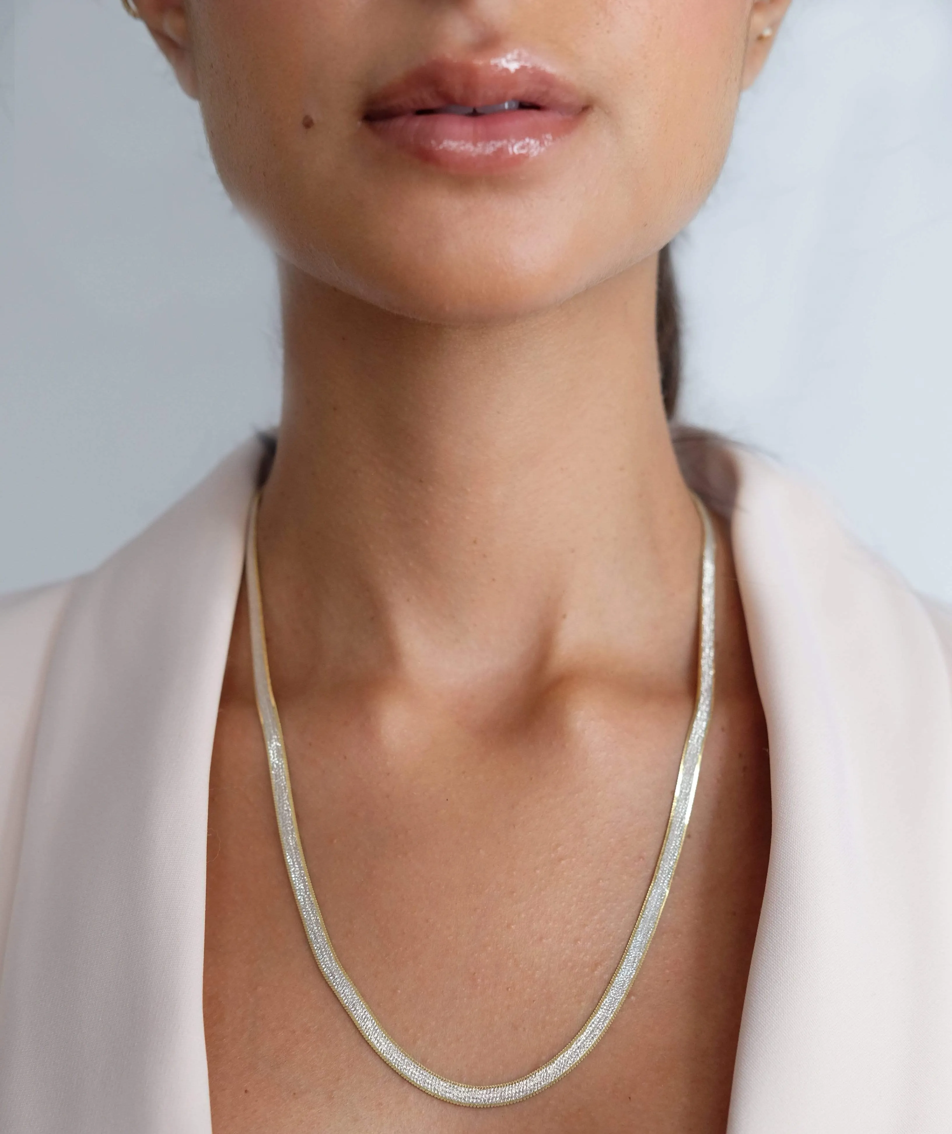 Cut Diamond Herringbone Necklace