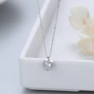 Dainty Blue Pink Heart Charm Necklace in 925 Sterling Silver