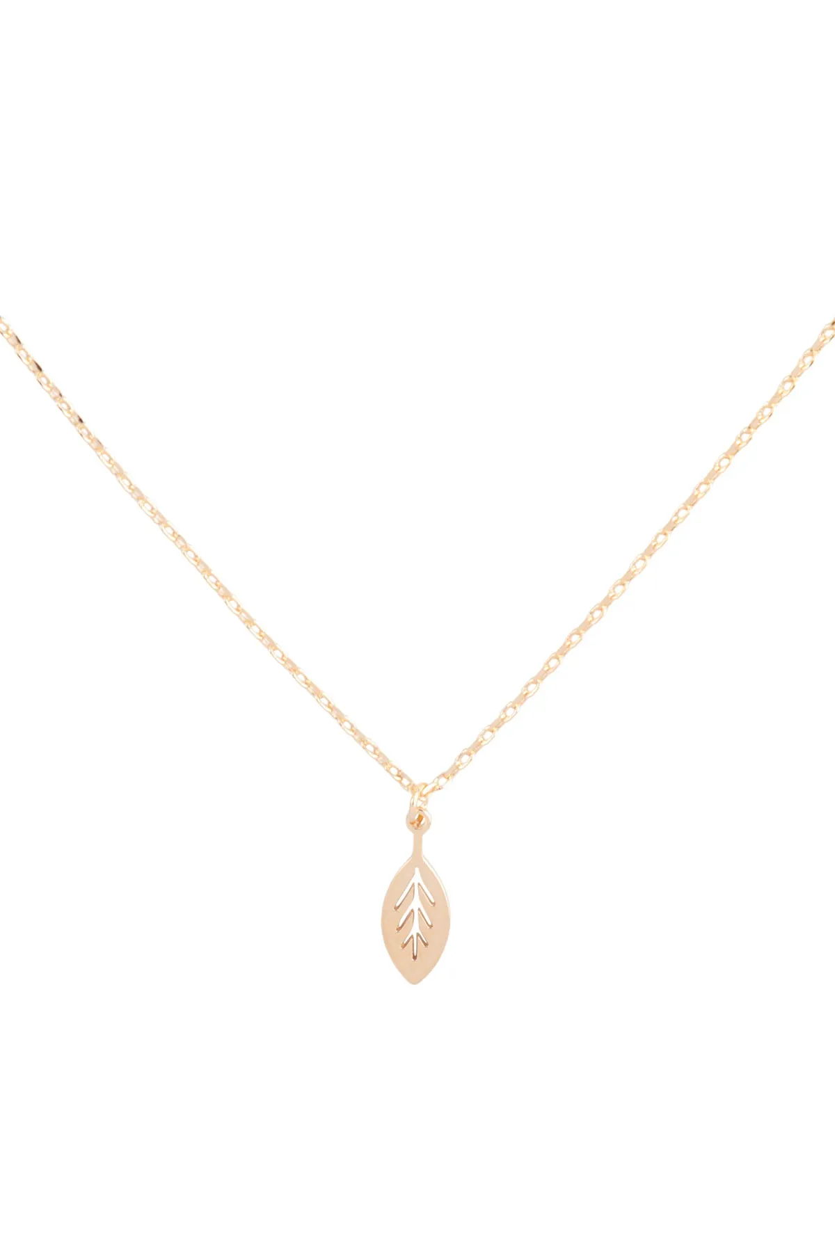 DNB354 - ORGANIC LEAF CAST PENDANT BRASS NECKLACE