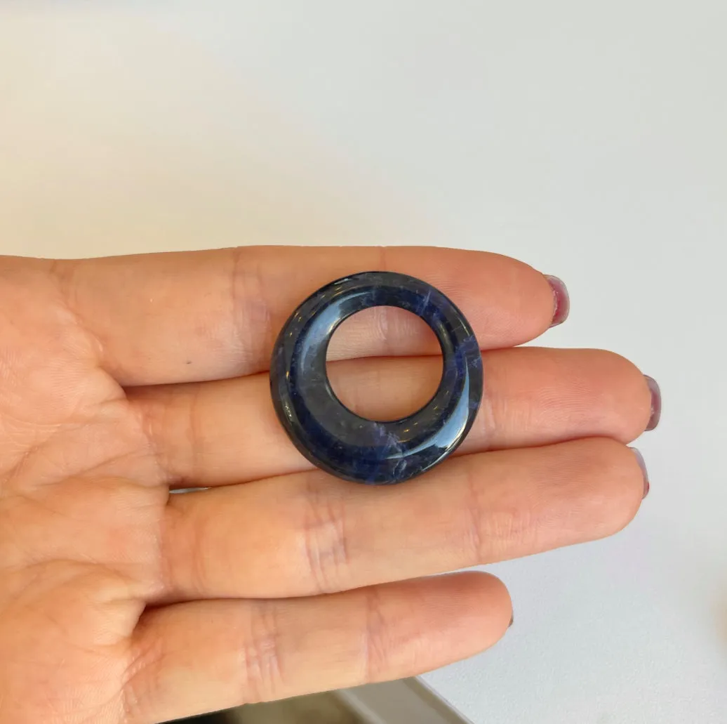 Estate Dark Blue Sodalite Round Earring Charms