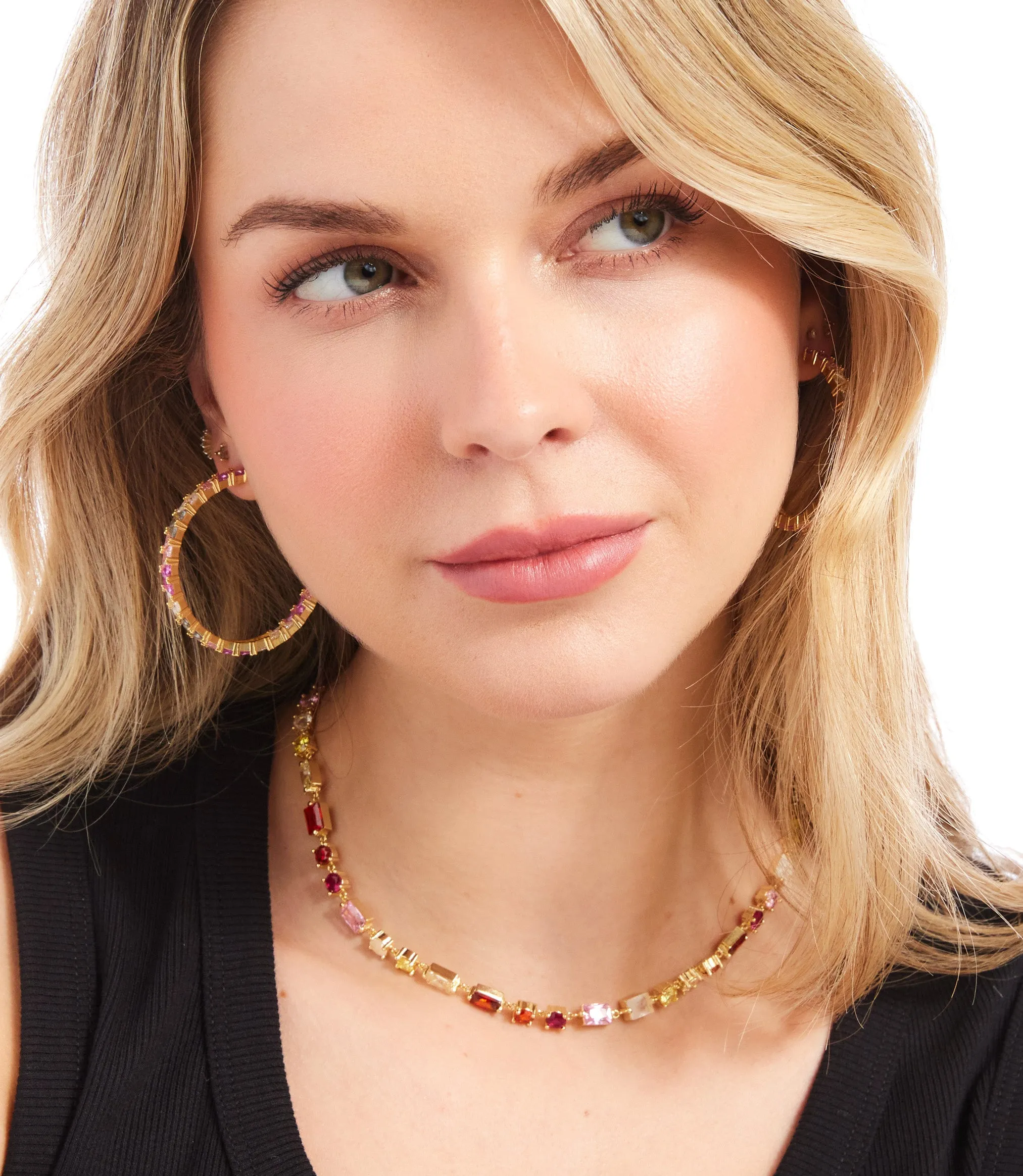 Gemstone Hoop Earrings