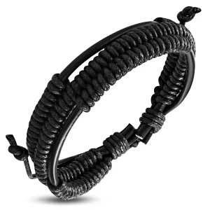 Genuine Black Leather Knotted Wrap Rope Adjustable Bracelet