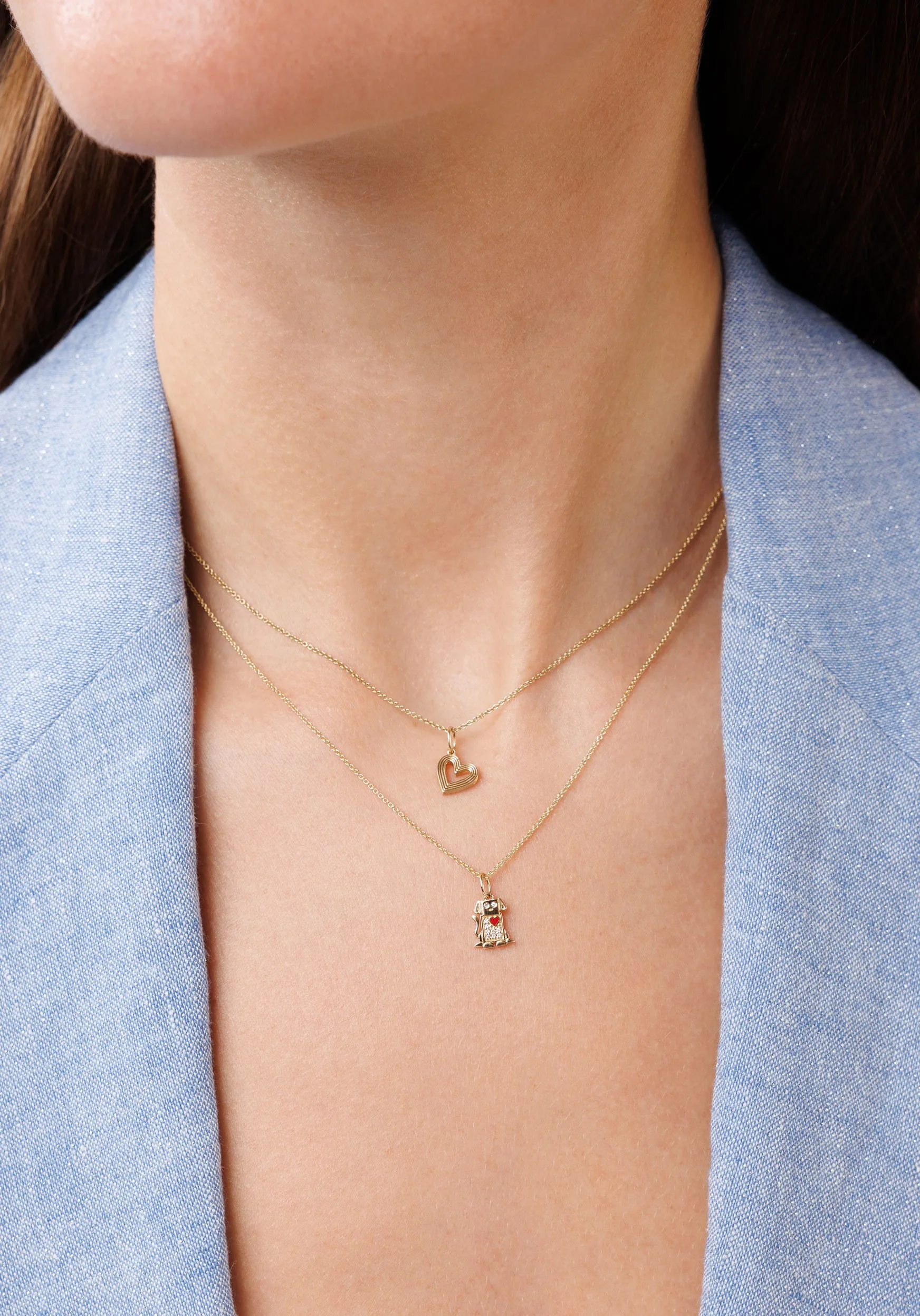 Gold Small Fluted Heart Charm