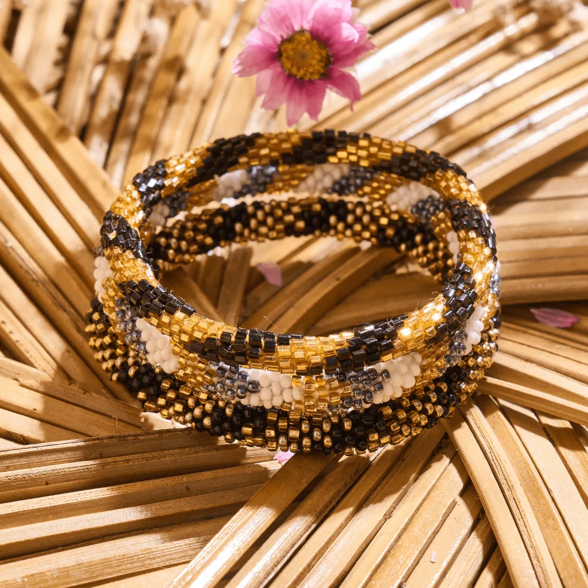 Golden Licorice  | Himalayan Glass Bead Bracelet