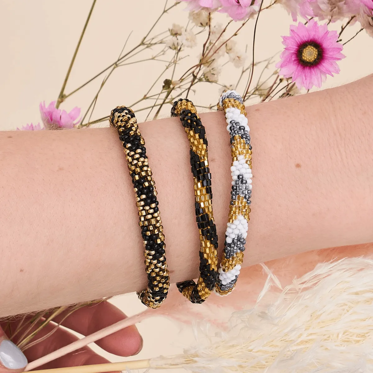 Golden Licorice  | Himalayan Glass Bead Bracelet