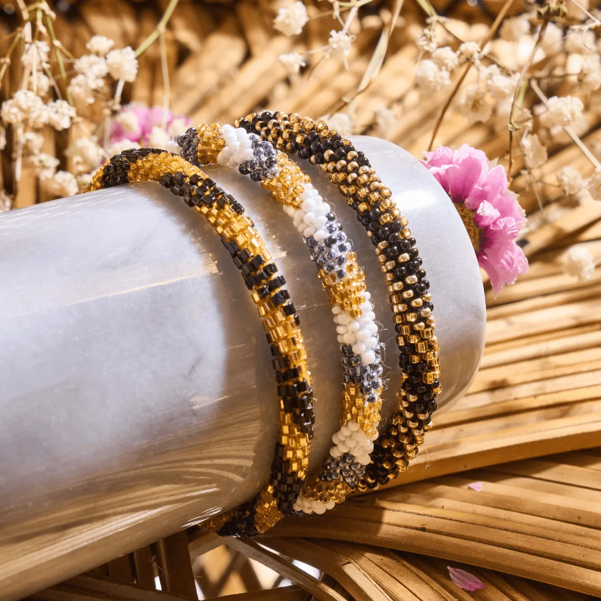 Golden Licorice  | Himalayan Glass Bead Bracelet