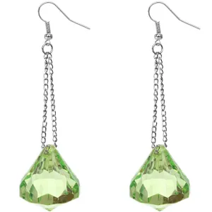 Green Large Gemstone Chain Earrings