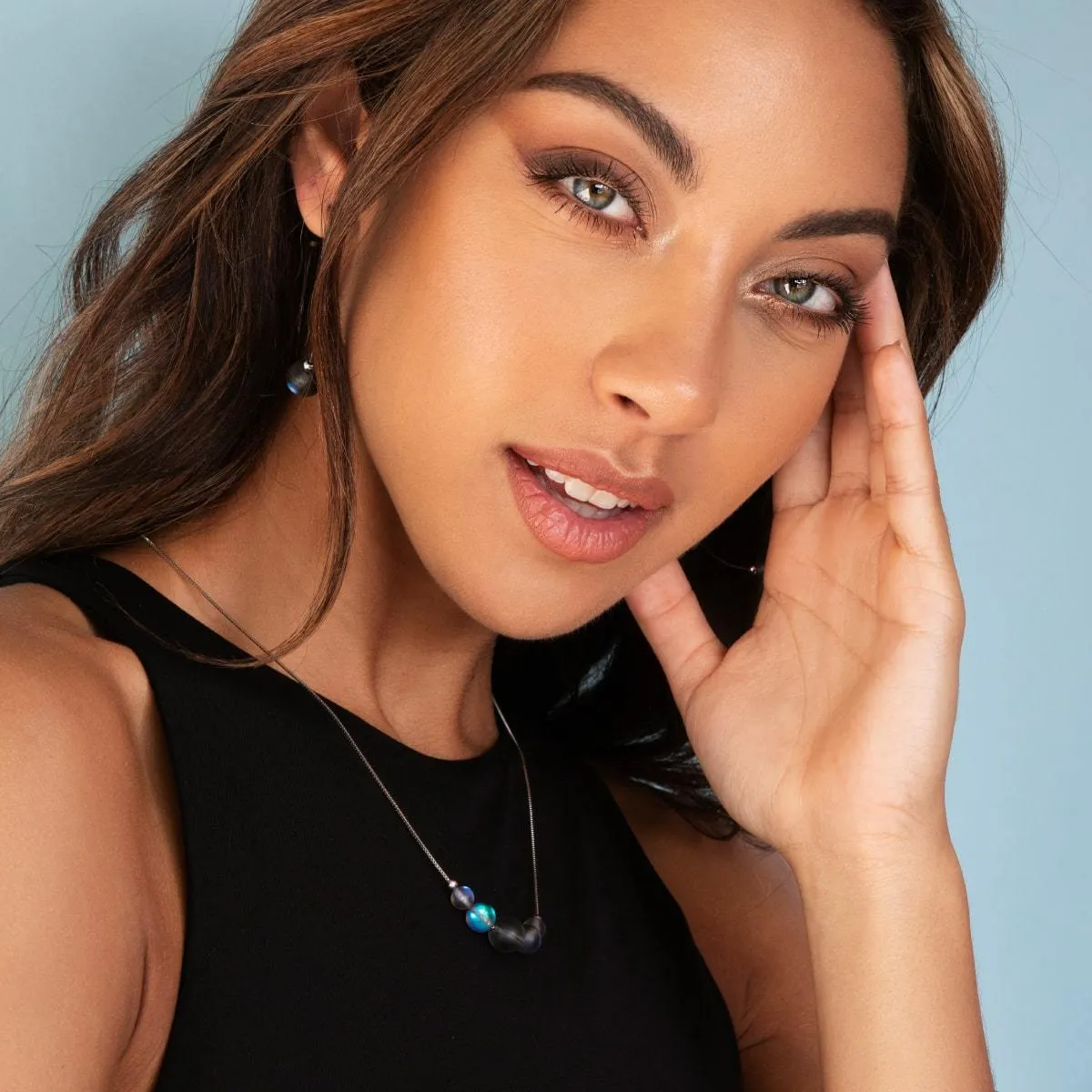 Grey | .925 Sterling Silver | Mermaid Glass Infinity Clasp Necklace