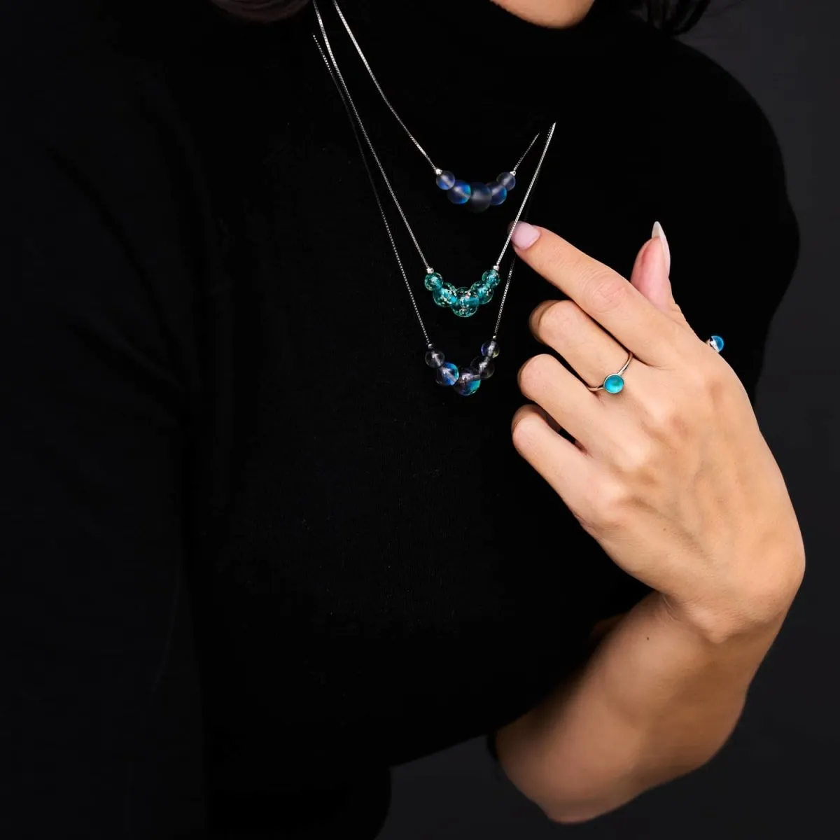 Grey | .925 Sterling Silver | Mermaid Glass Infinity Clasp Necklace