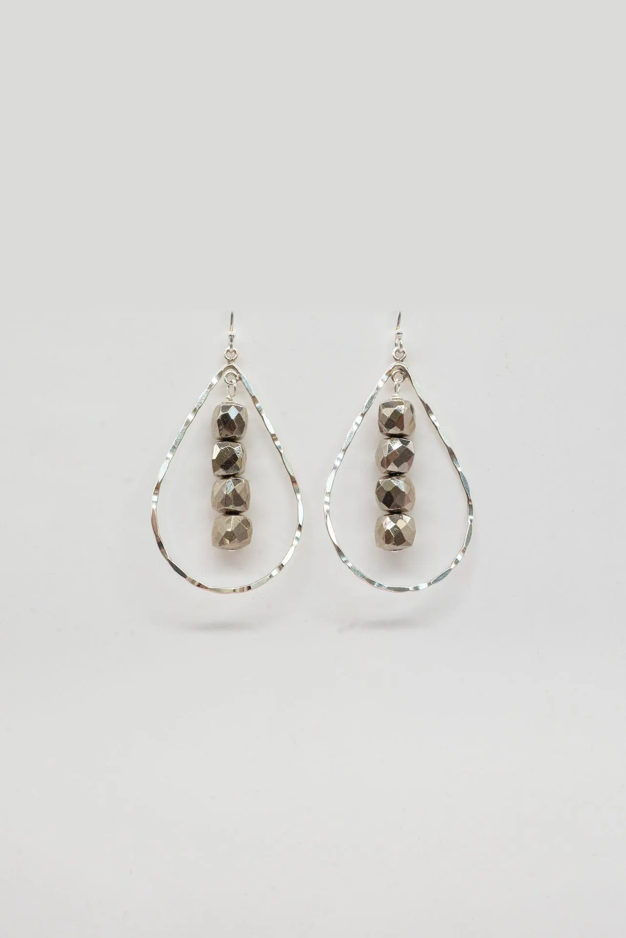 Hammered Teardrop Earrings with Gemstone Drop
