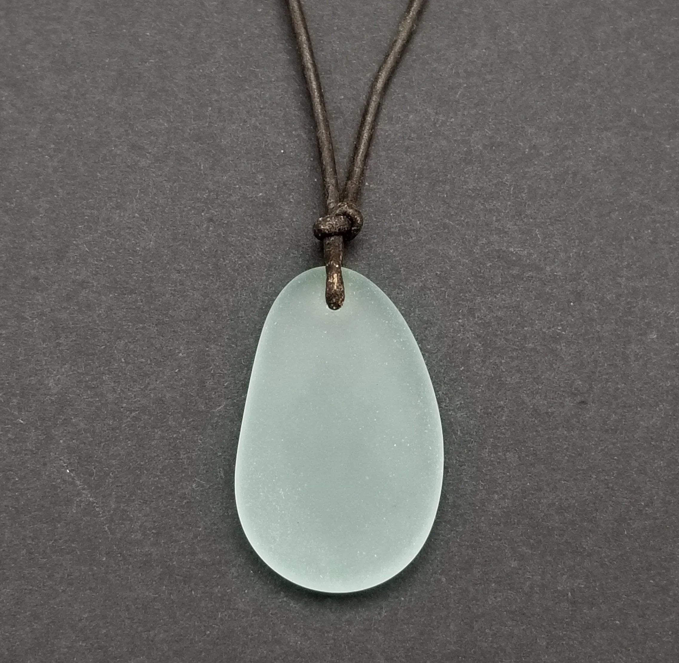 Hawaiian Jewelry Sea Glass Necklace, Seafoam Leather Cord Necklace Unisex Beach Sea Glass Jewelry Gift For Him For Her, FREE Gift Wrap