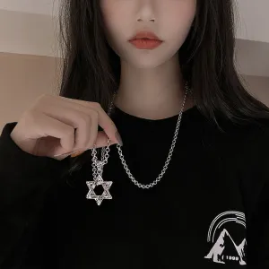 Hexagram Retro Sweater Chain Simple Necklace D052502