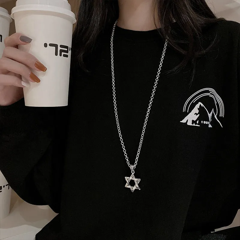 Hexagram Retro Sweater Chain Simple Necklace D052502