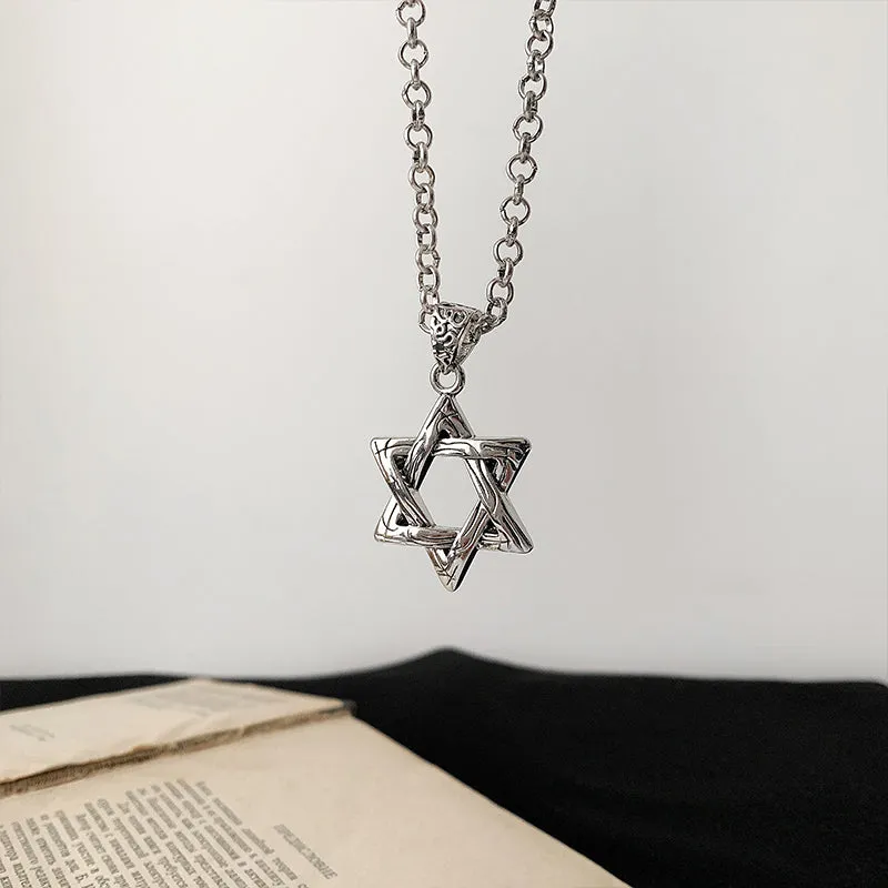 Hexagram Retro Sweater Chain Simple Necklace D052502
