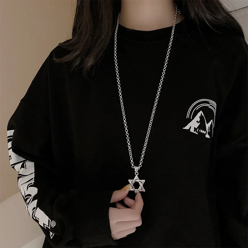 Hexagram Retro Sweater Chain Simple Necklace D052502