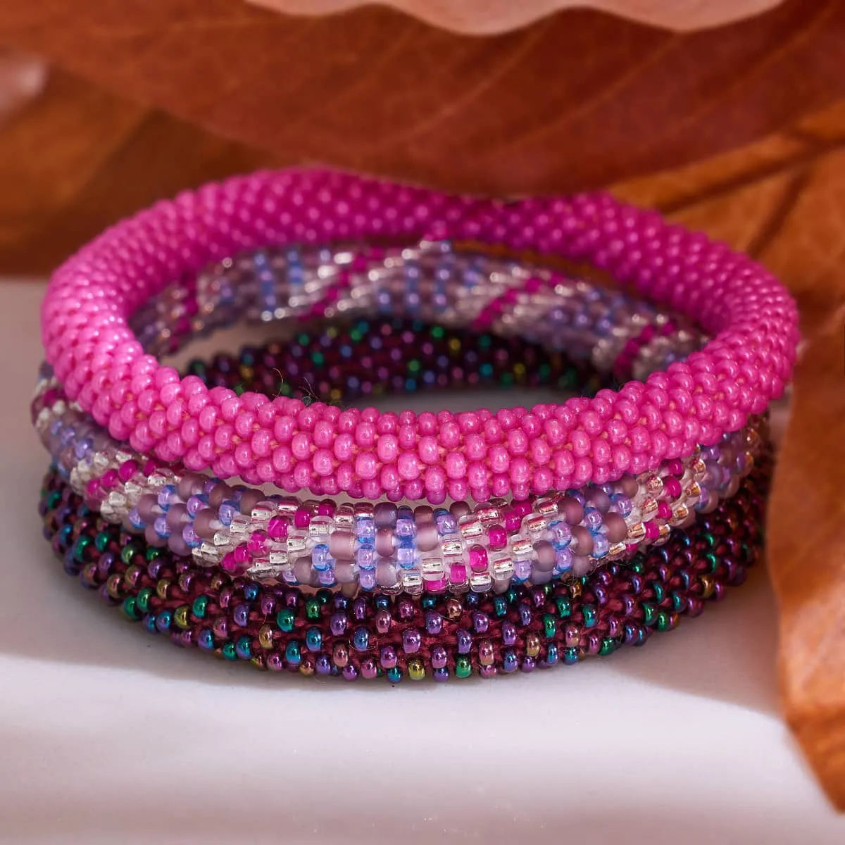 Hot Pink | Himalayan Glass Bead Bracelet