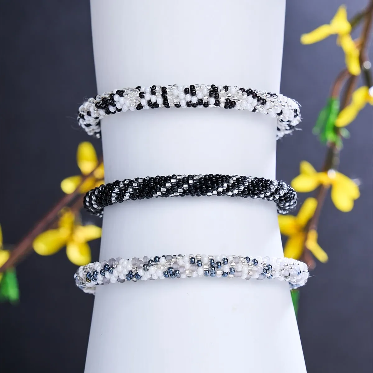 Icy Pearls | Himalayan Glass Bead Bracelet