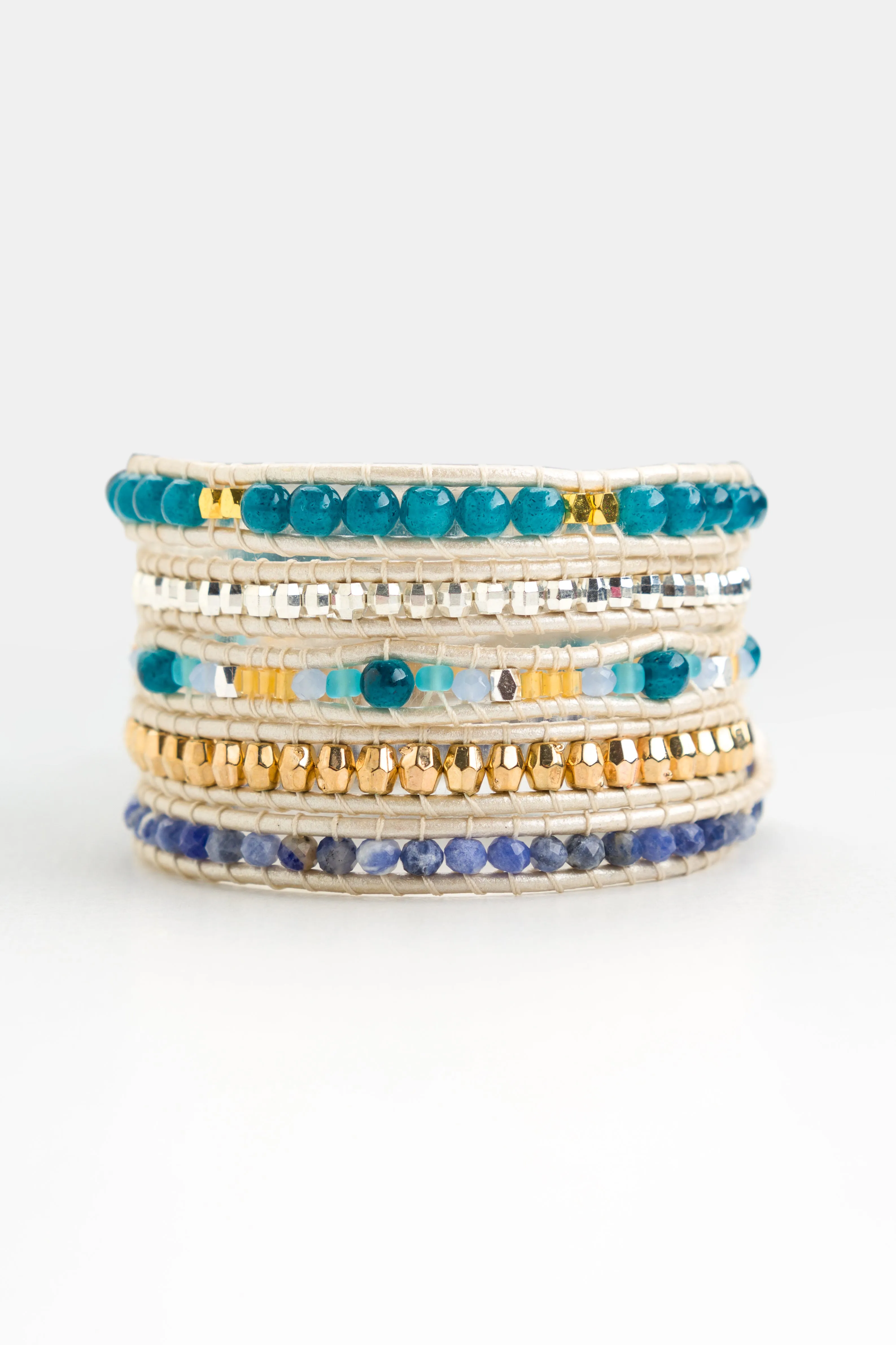 Lapis Blue Gold Mix Wrap Bracelets