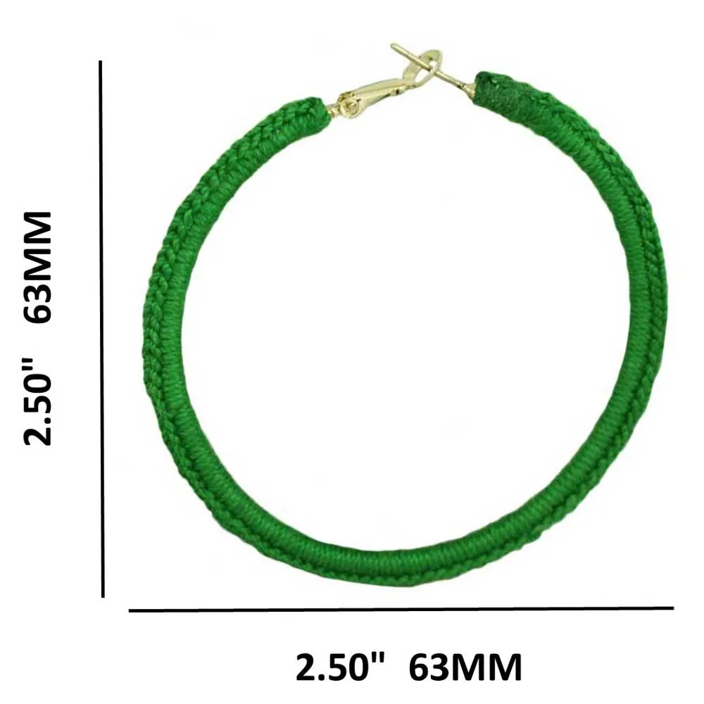 Large Green Crochet Hoop Pierced Earring - STXE24