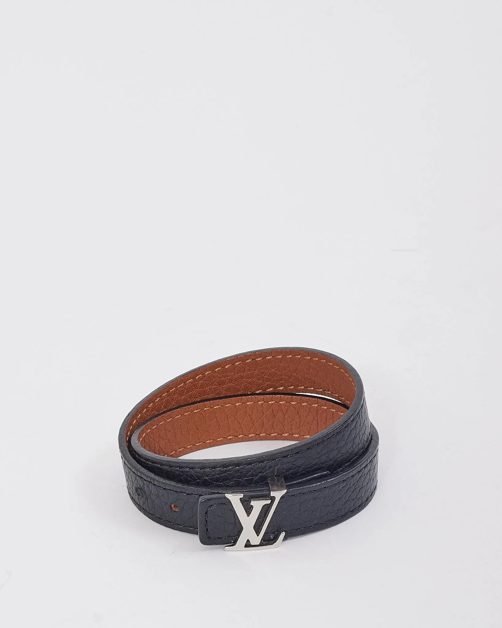 Louis Vuitton Black/Tan Grained Leather Reversible Bracelet