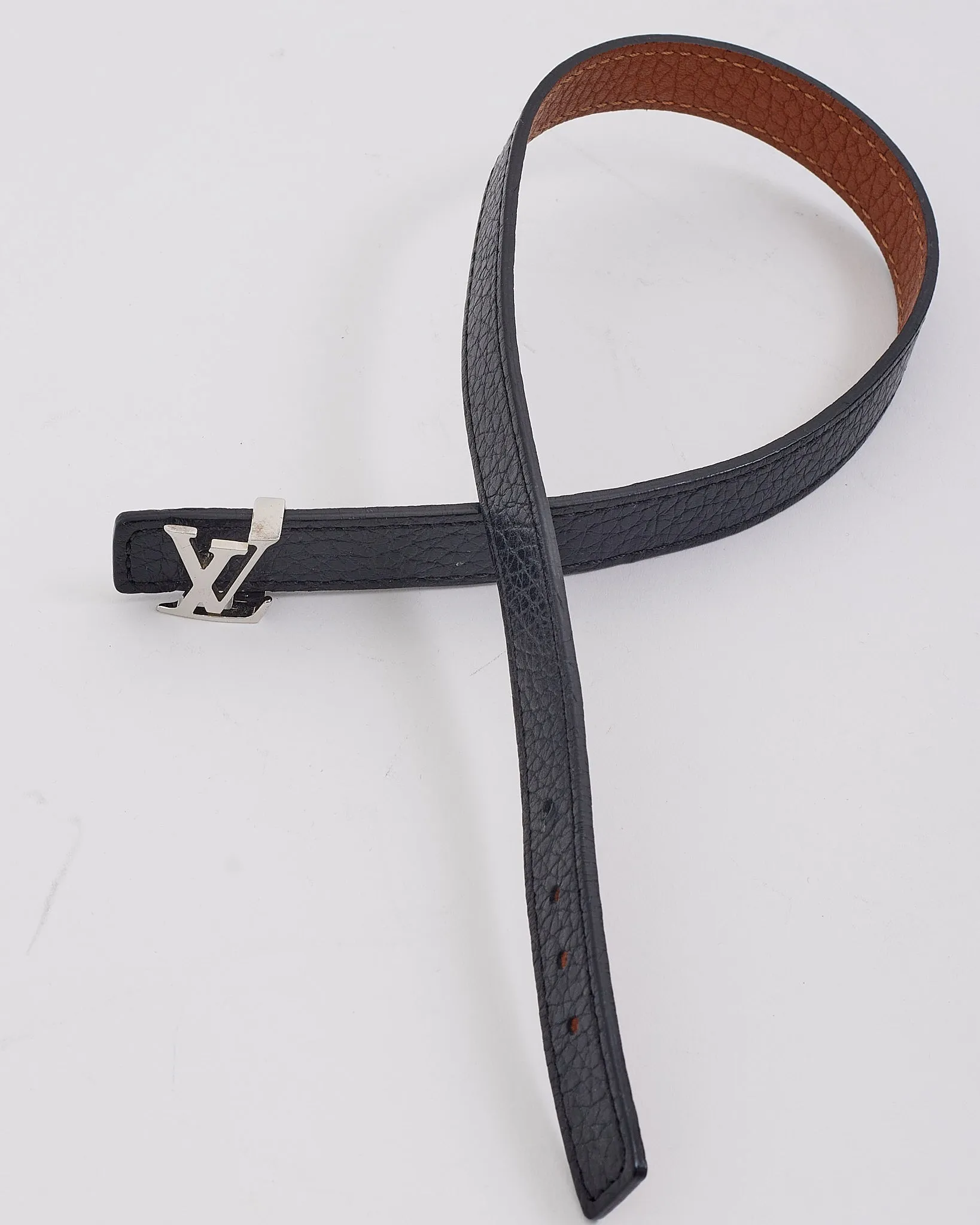 Louis Vuitton Black/Tan Grained Leather Reversible Bracelet