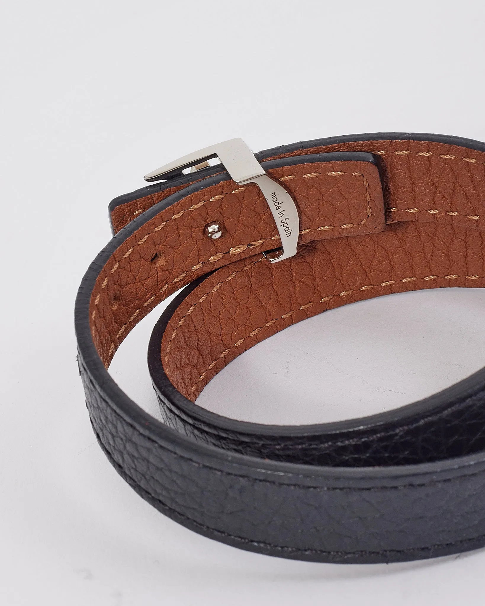 Louis Vuitton Black/Tan Grained Leather Reversible Bracelet