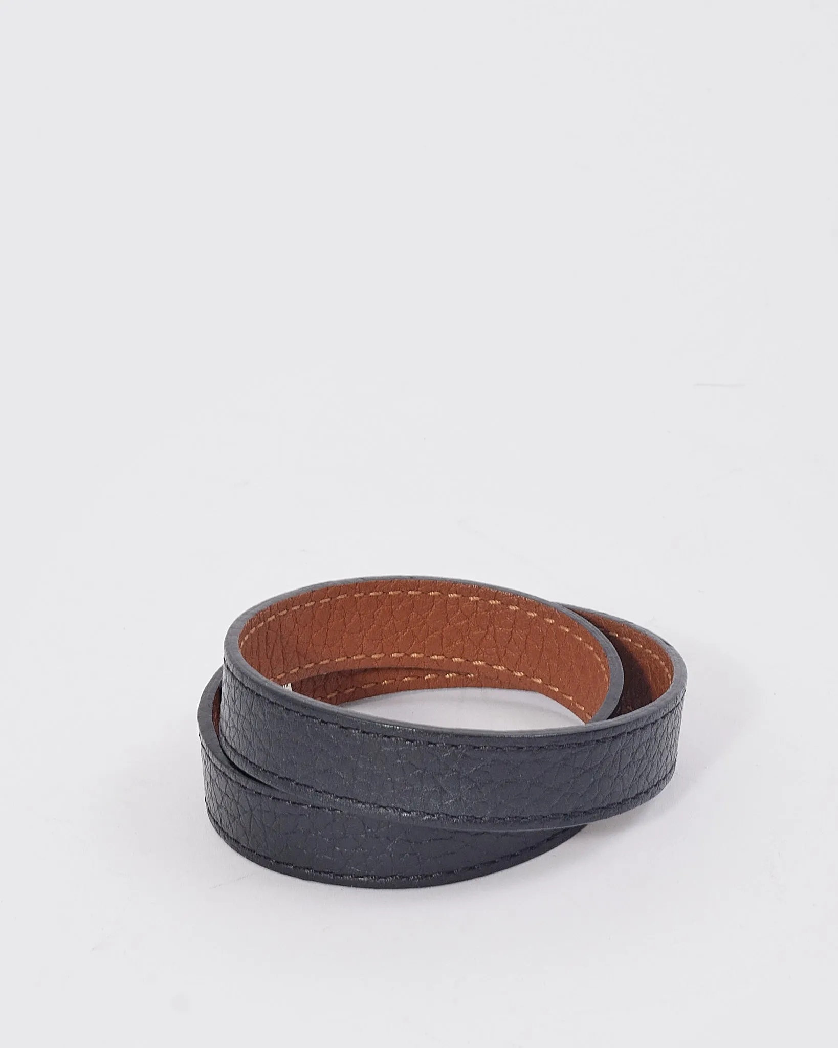 Louis Vuitton Black/Tan Grained Leather Reversible Bracelet