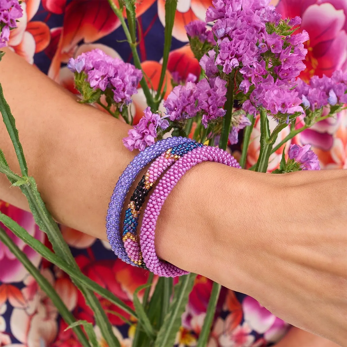 Magenta Coral | Himalayan Glass Bead Bracelet
