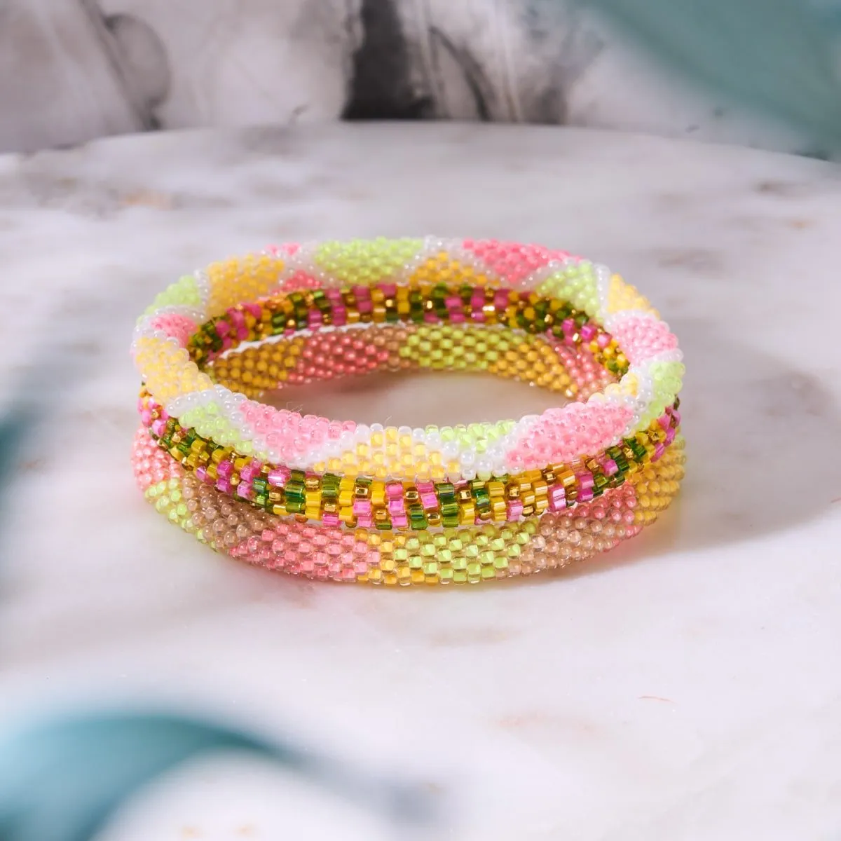 Melon Delight | Himalayan Glass Bead Bracelet