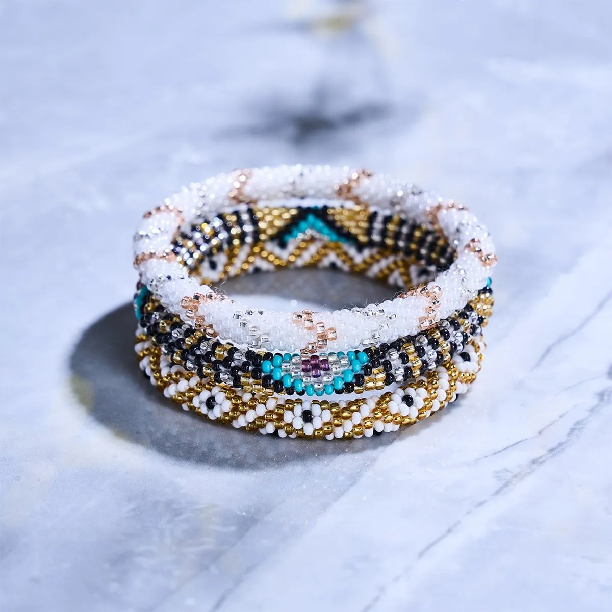 Milk and Sugar | Himalayan Glass Bead Bracelet