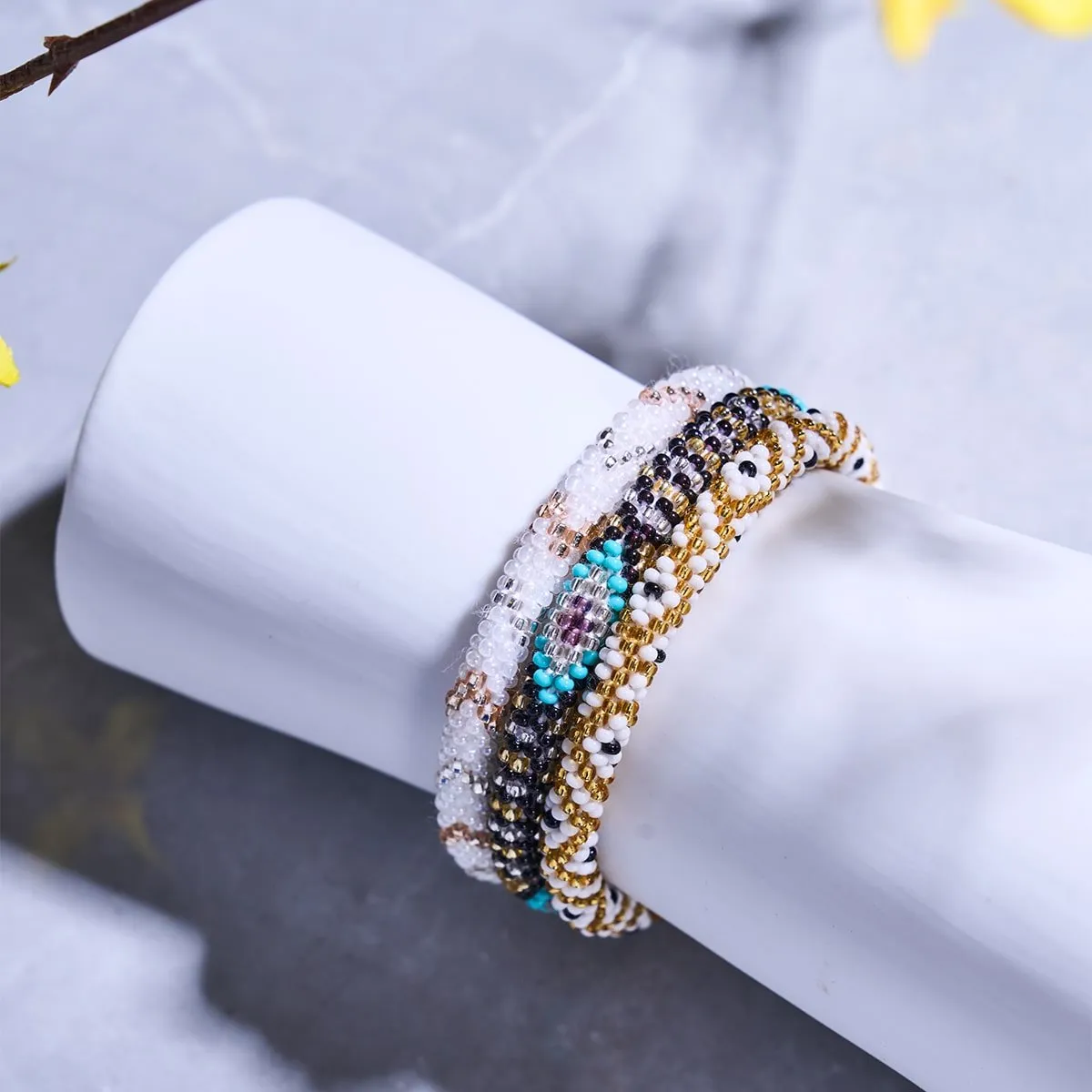 Milk and Sugar | Himalayan Glass Bead Bracelet