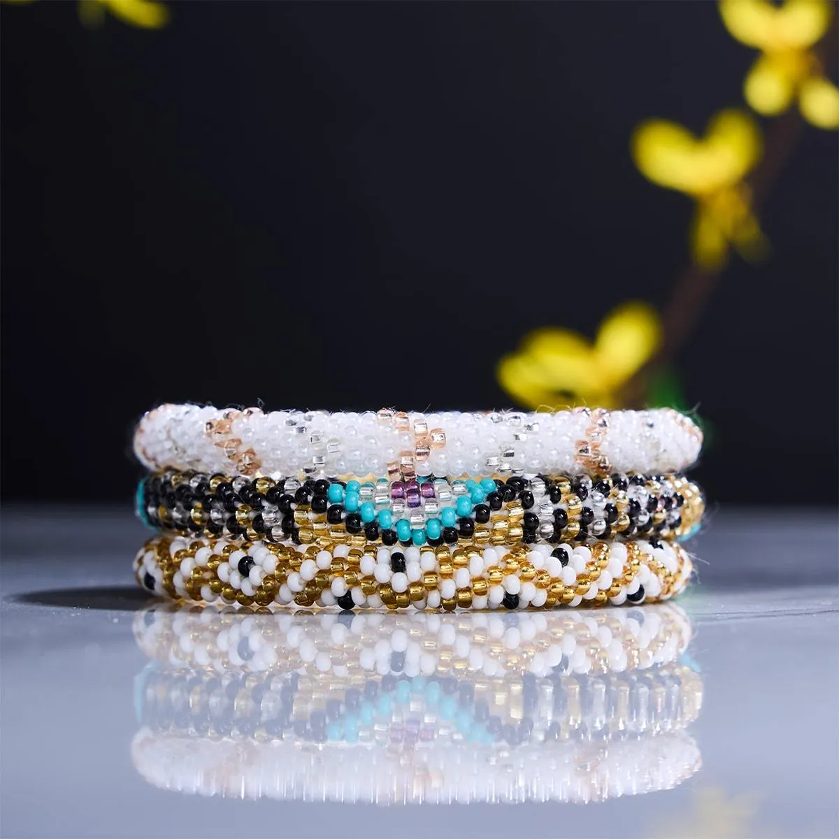 Milk and Sugar | Himalayan Glass Bead Bracelet