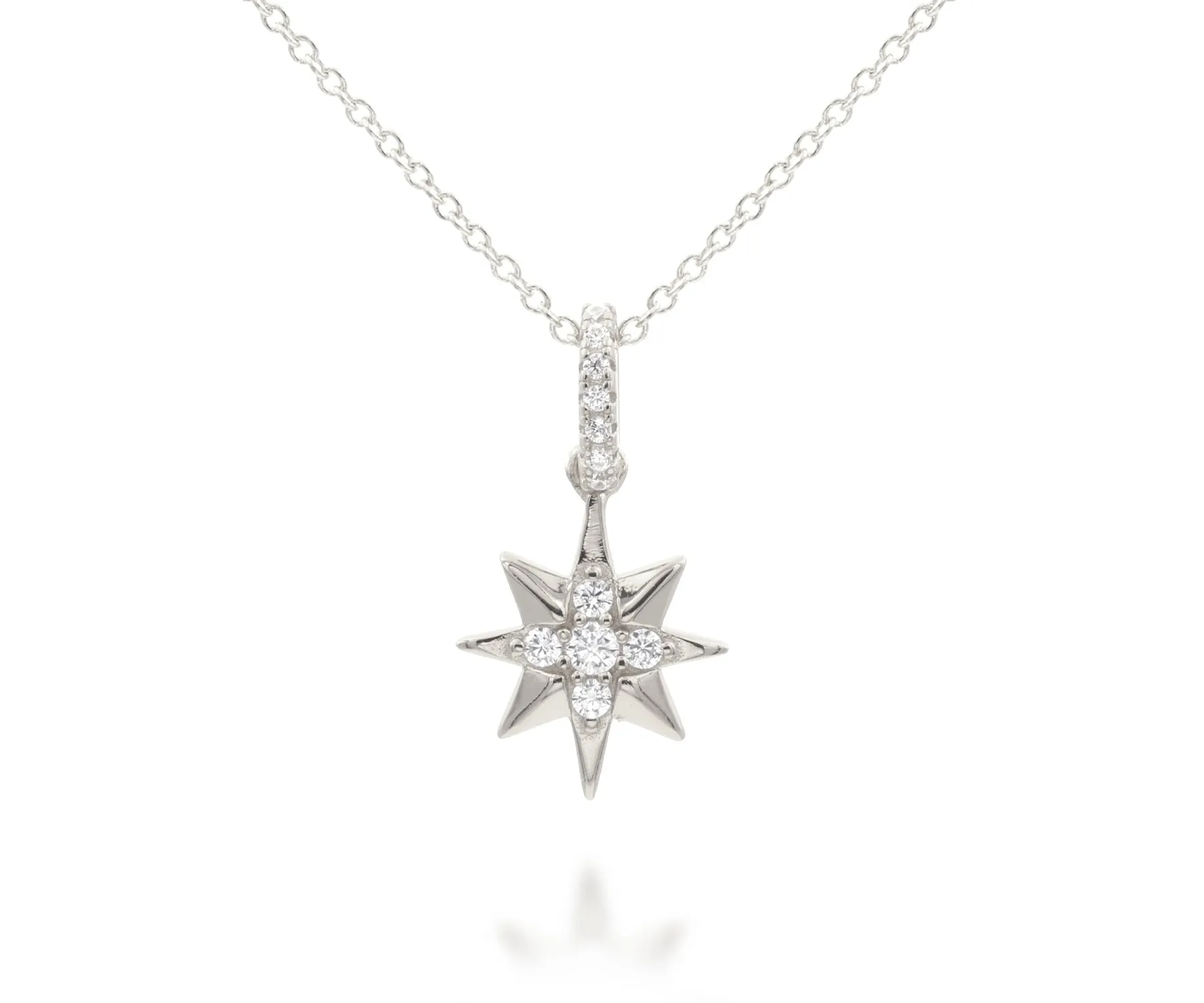 Mini Starburst Pavé Crystal Silver Necklace