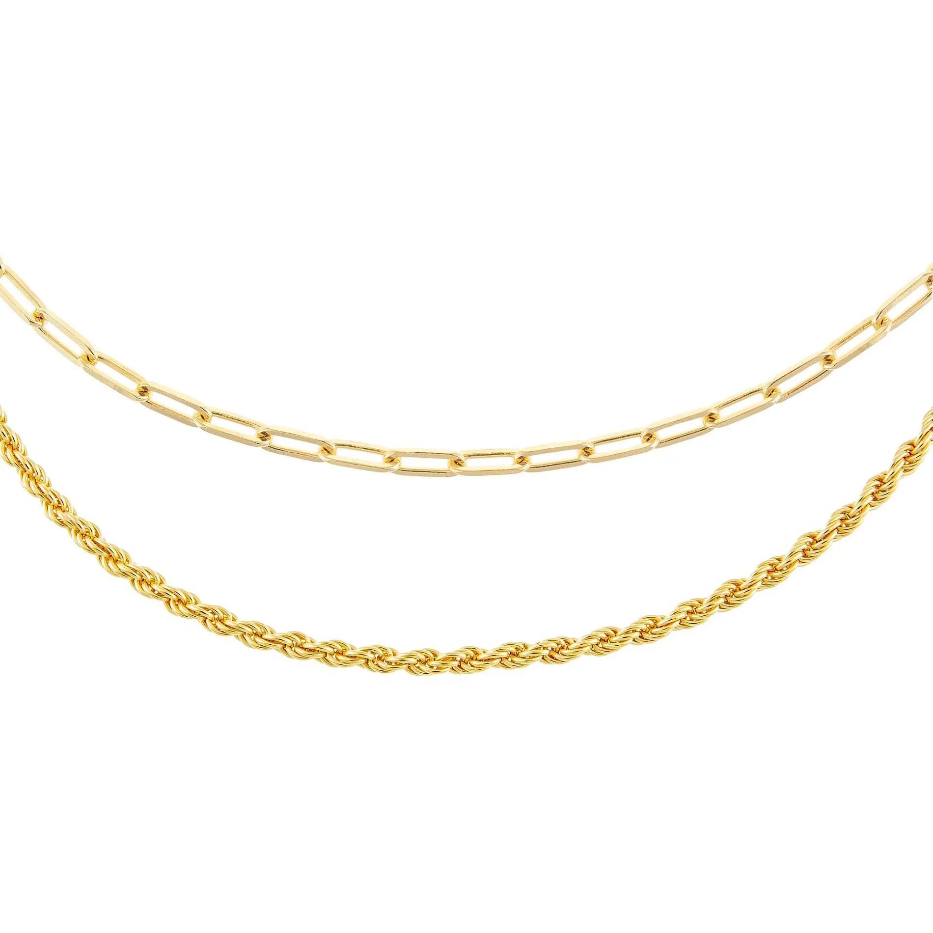 Oval Link X Rope Chain Necklace Combo Set