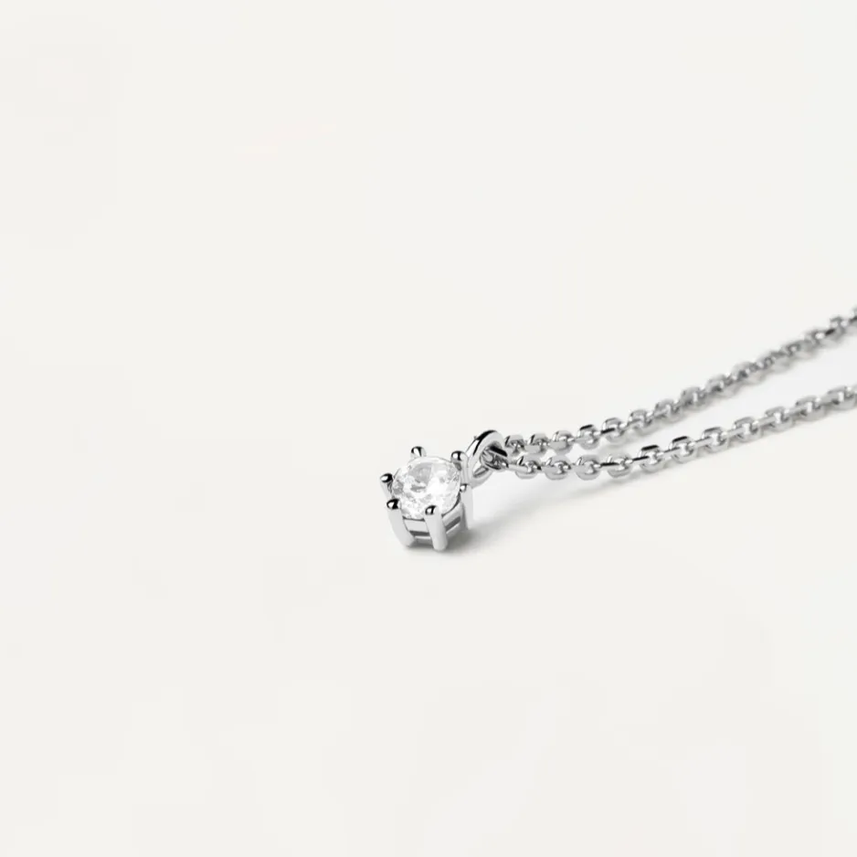 P D PAOLA | White Solitary Silver Necklace