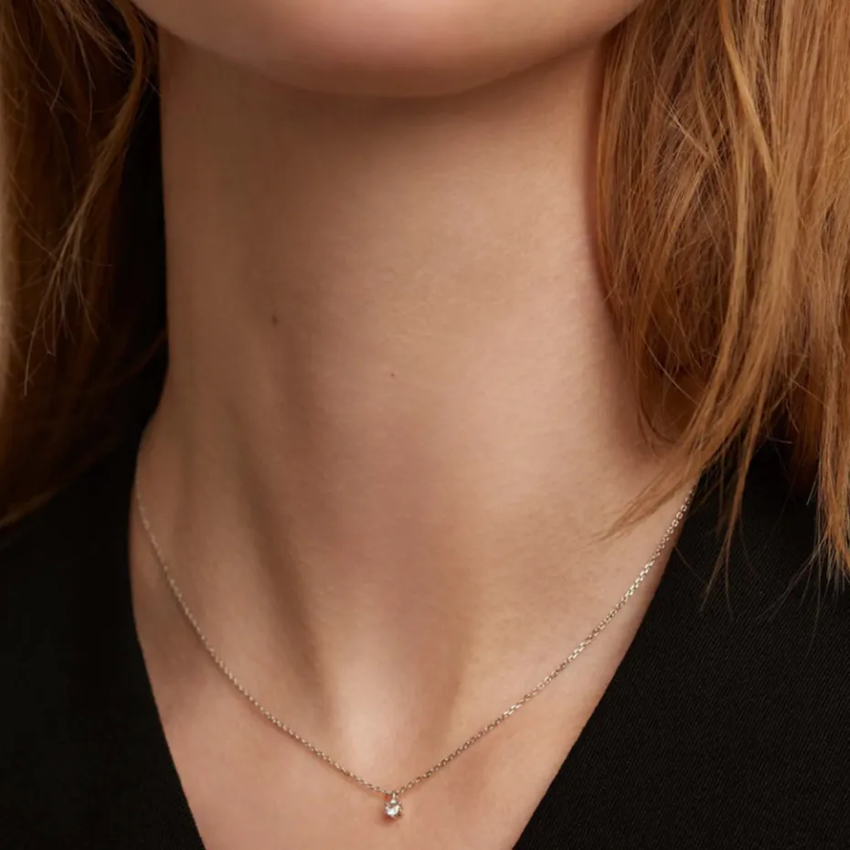 P D PAOLA | White Solitary Silver Necklace