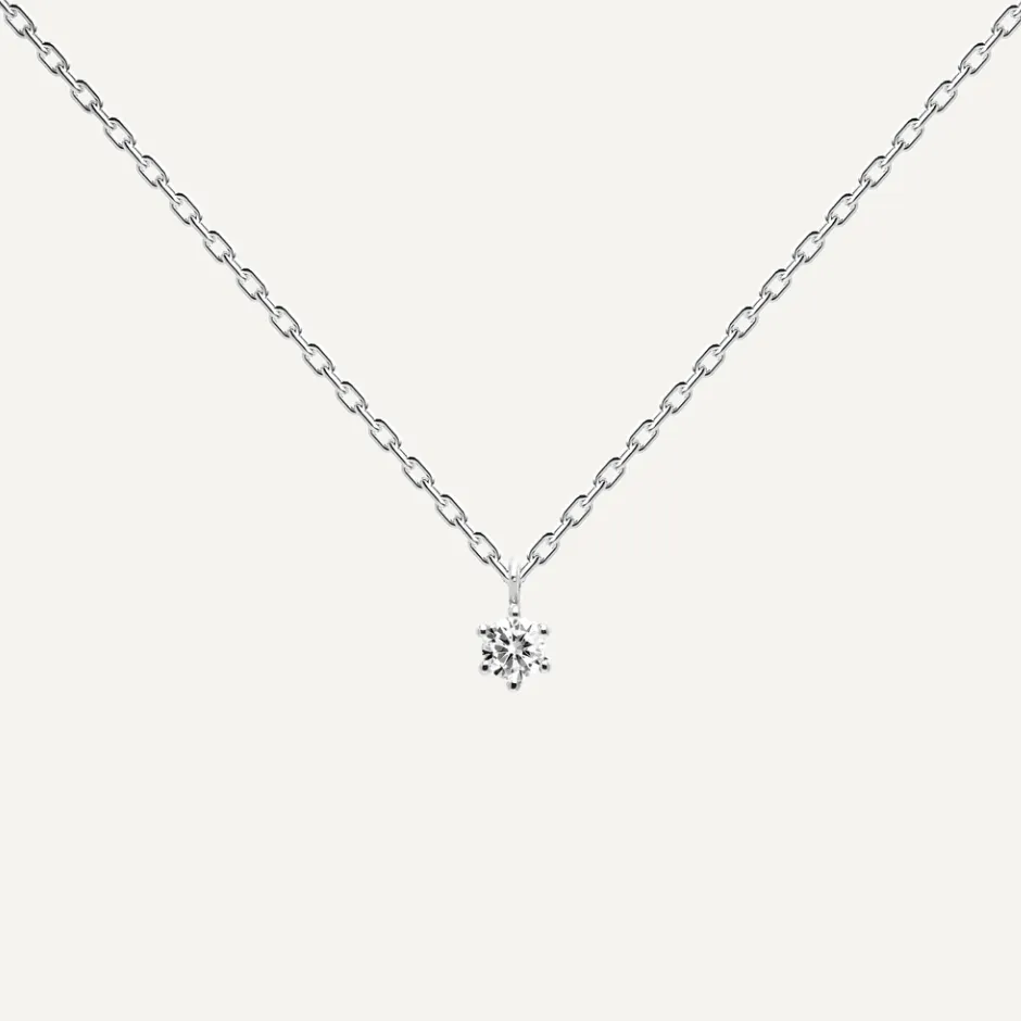 P D PAOLA | White Solitary Silver Necklace
