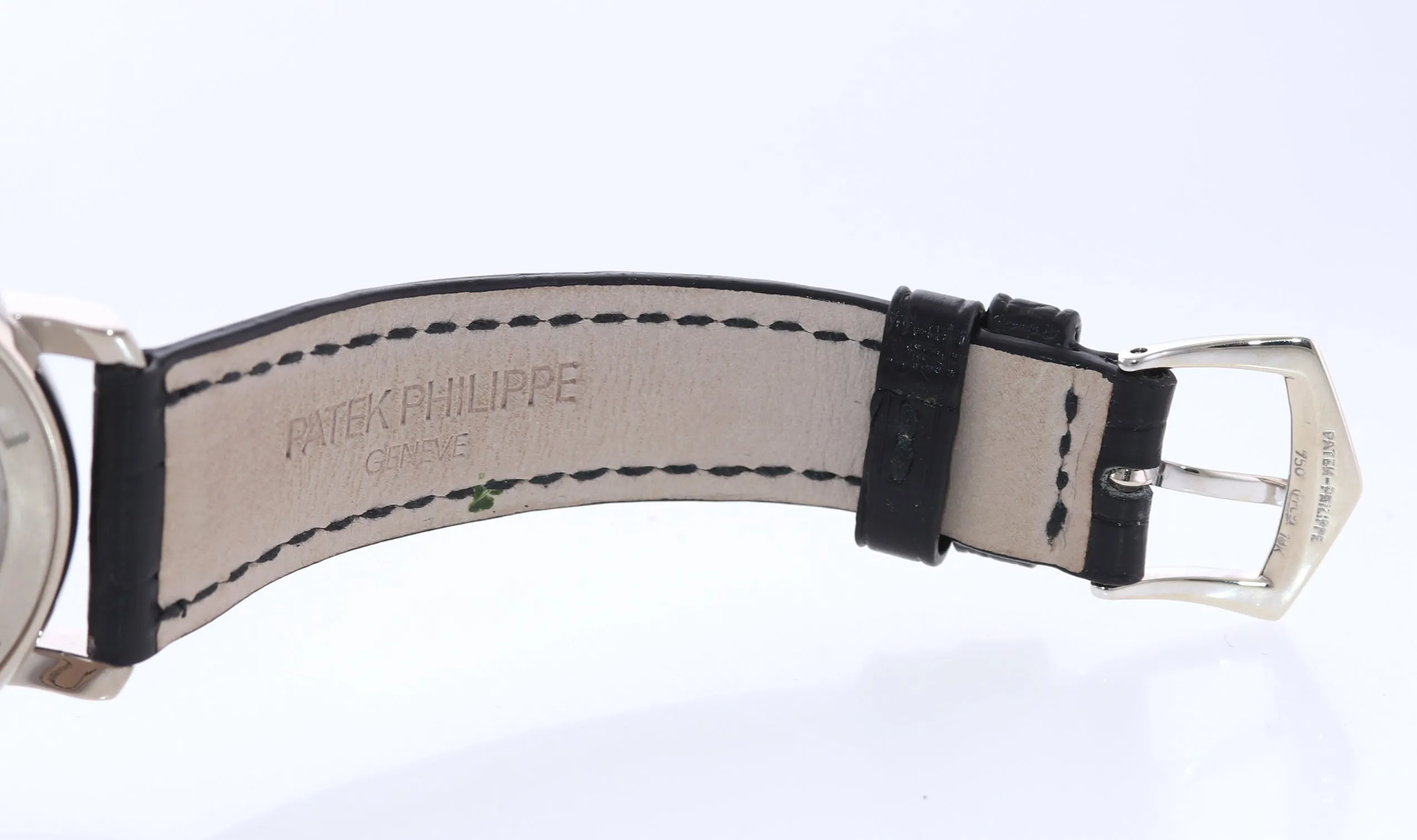 PAPERS Patek Philippe 5055g White Gold 36mm Moonphase Black Leather Watch