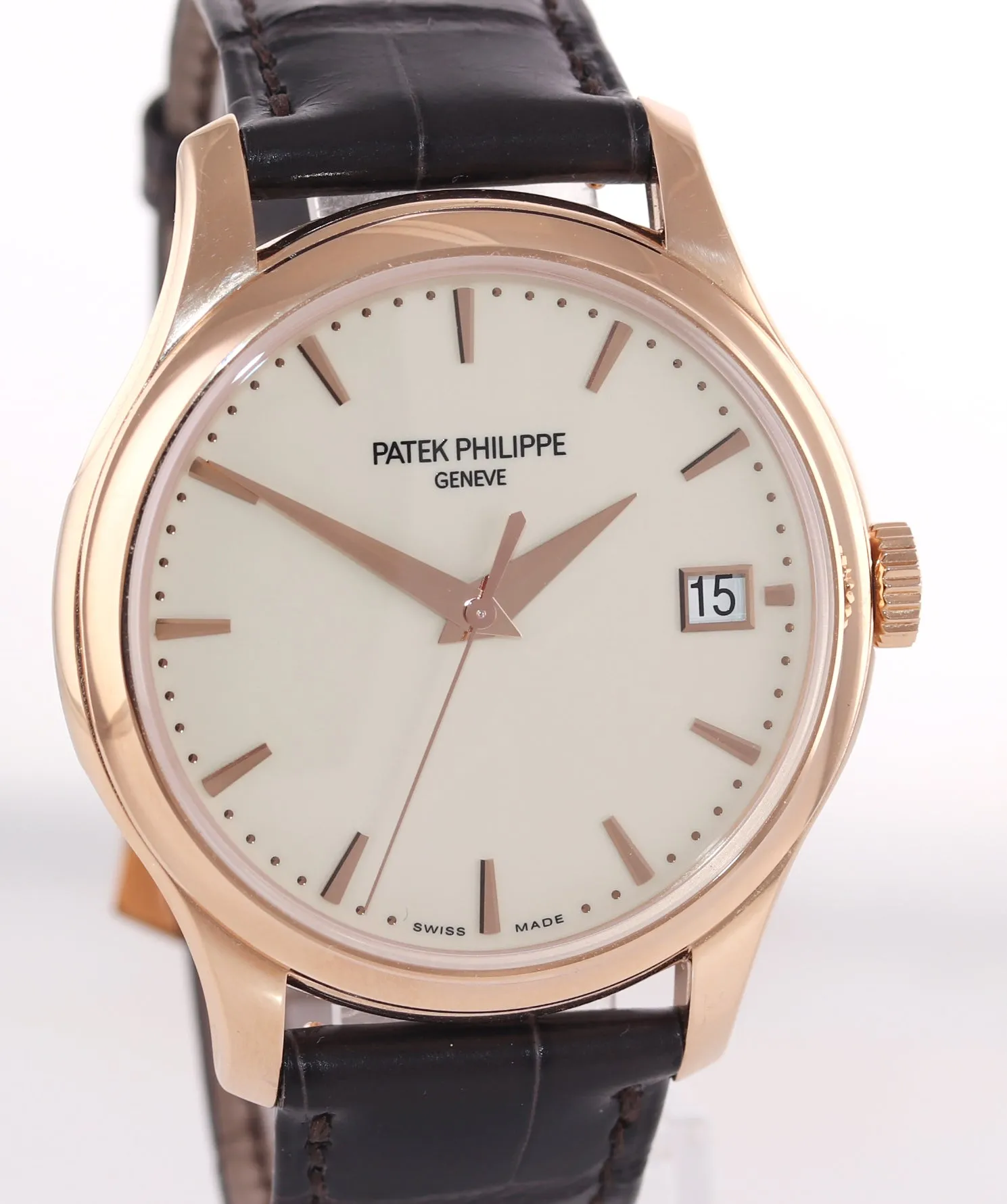 Patek Philippe Calatrava Date 18K Rose Gold Ivory 39mm 5227R-001 Watch