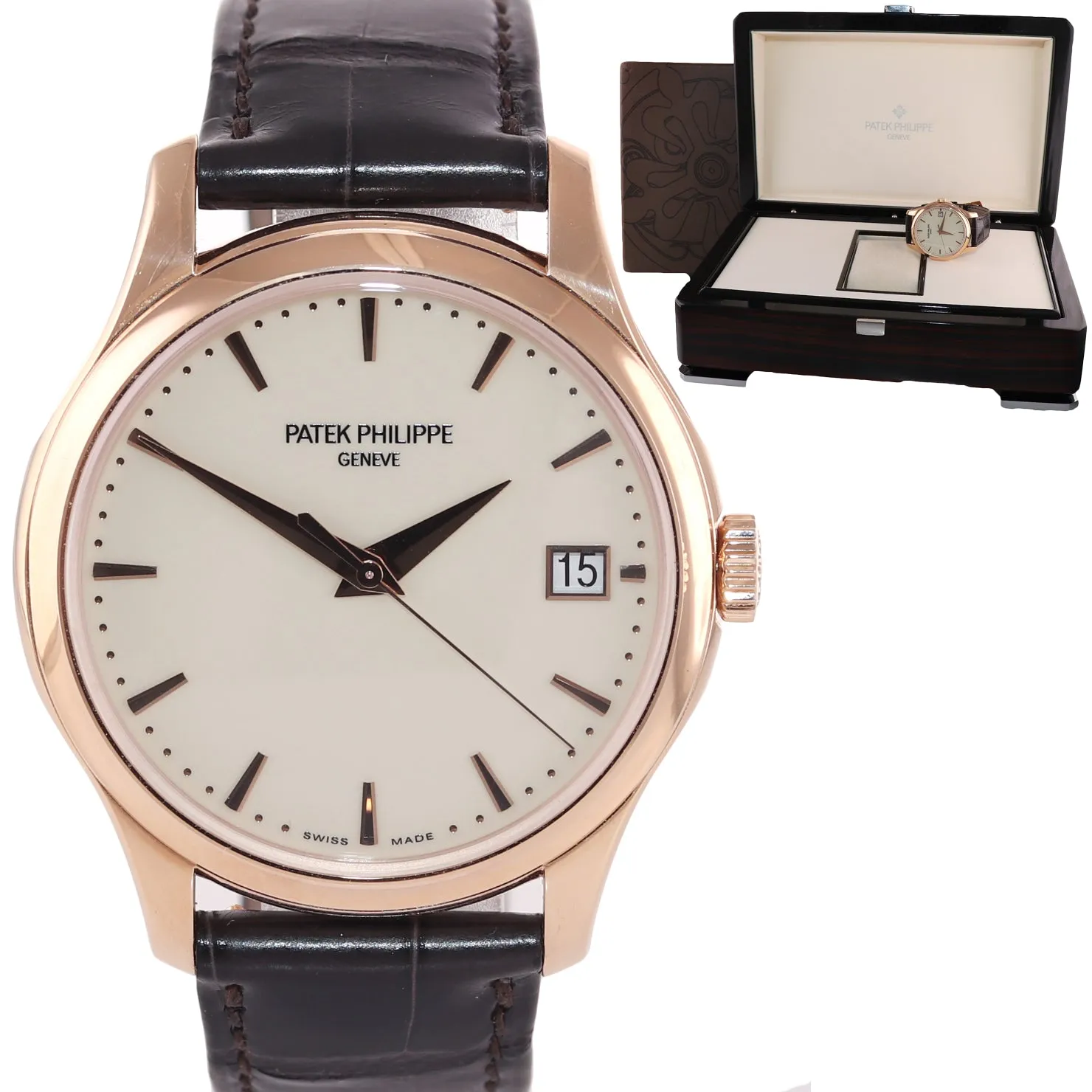 Patek Philippe Calatrava Date 18K Rose Gold Ivory 39mm 5227R-001 Watch