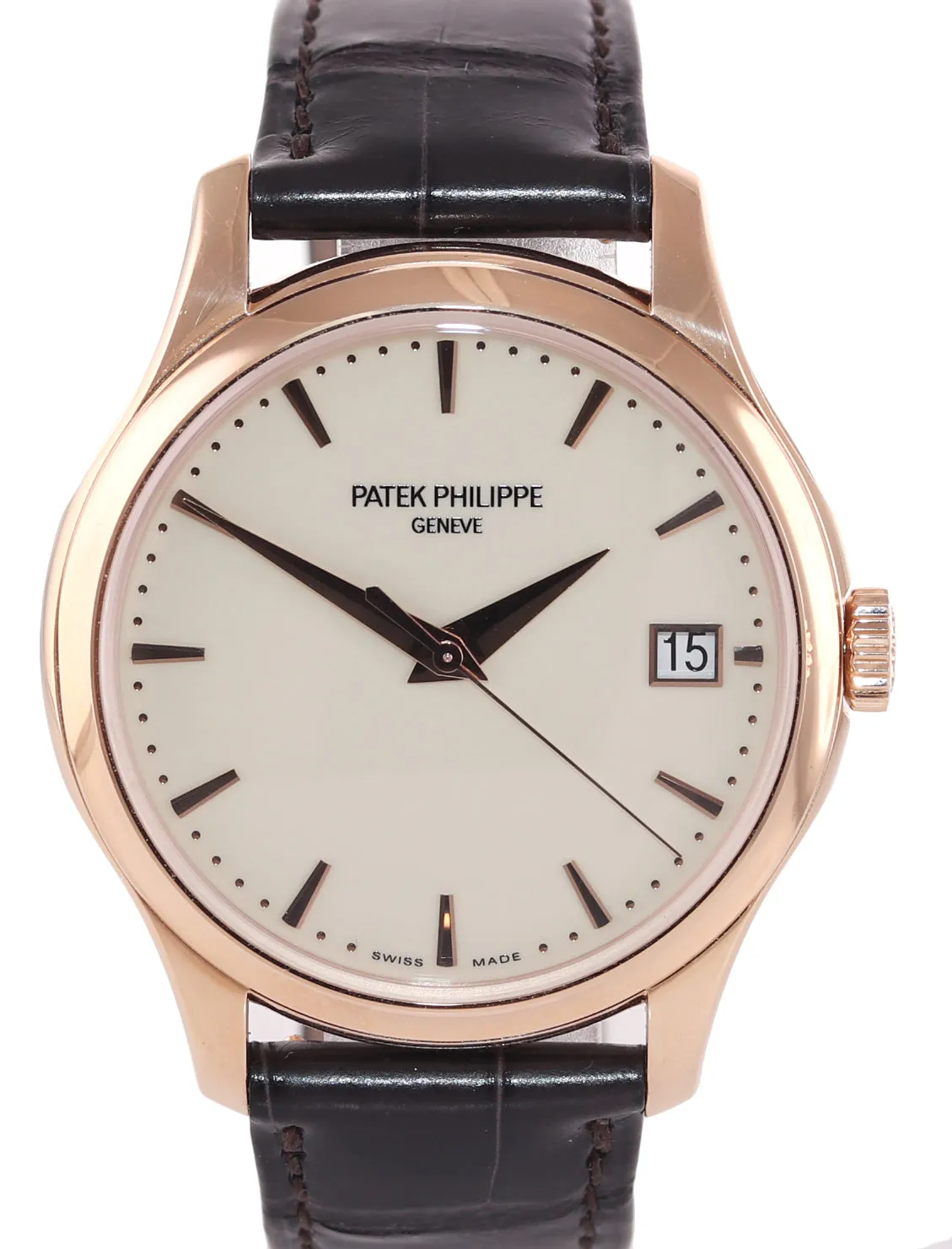 Patek Philippe Calatrava Date 18K Rose Gold Ivory 39mm 5227R-001 Watch