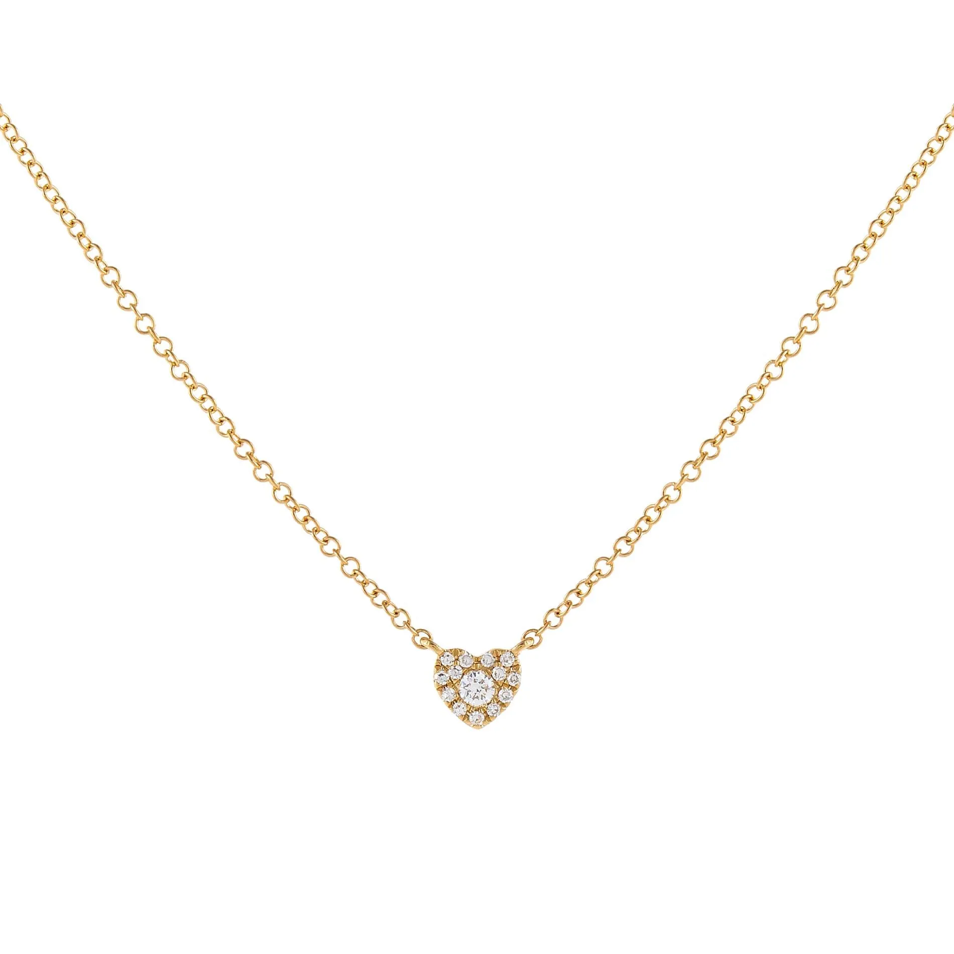 Pavé Tiny Diamond Heart Necklace 14K