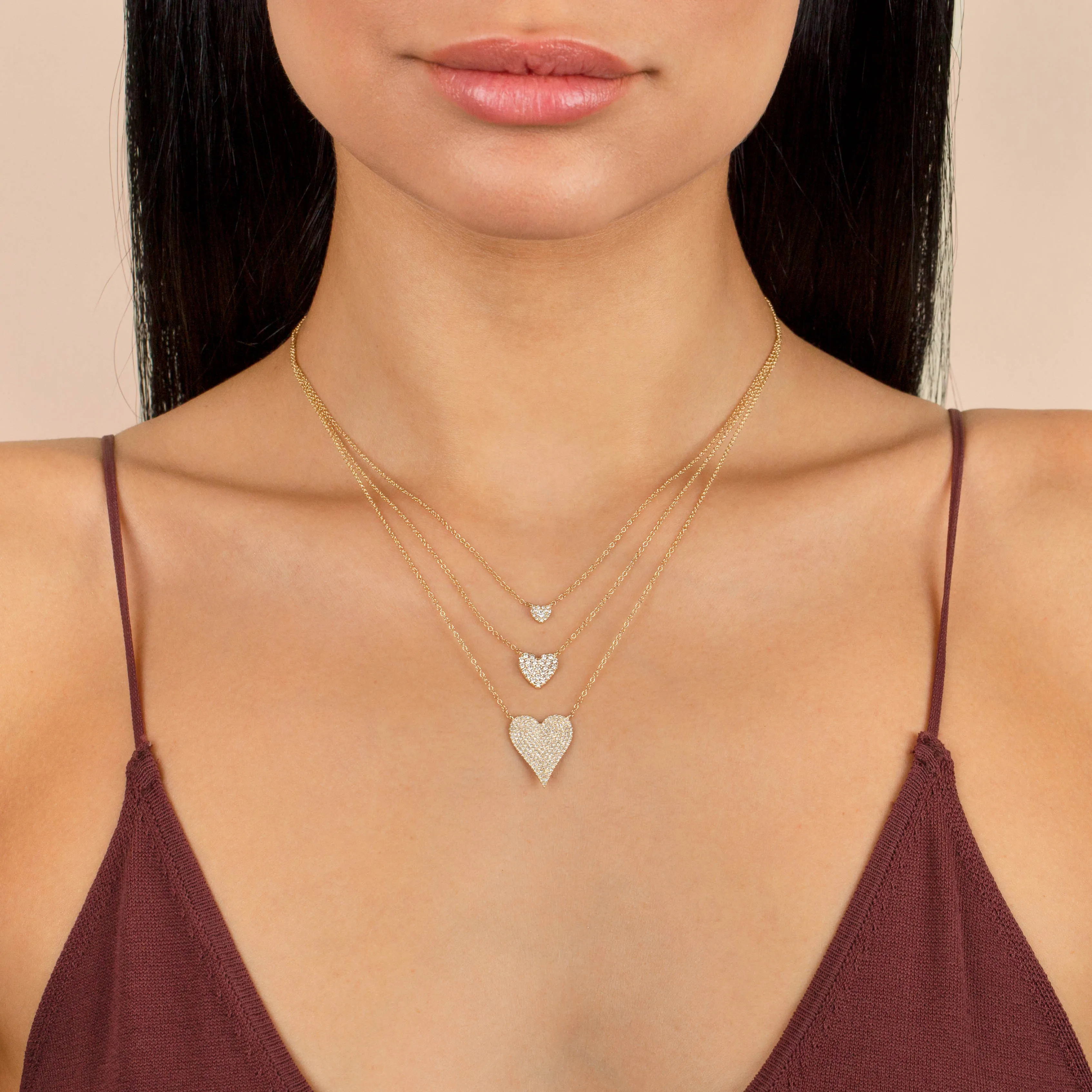Pavé Tiny Diamond Heart Necklace 14K